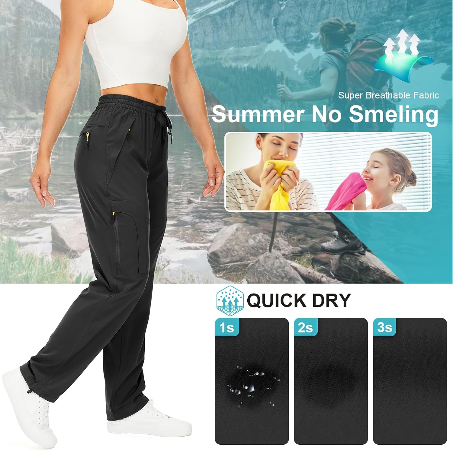 yeyity Wanderhose Damen Leichter Quick Dry Trekkinghose Safari Kleidung – Bild 5