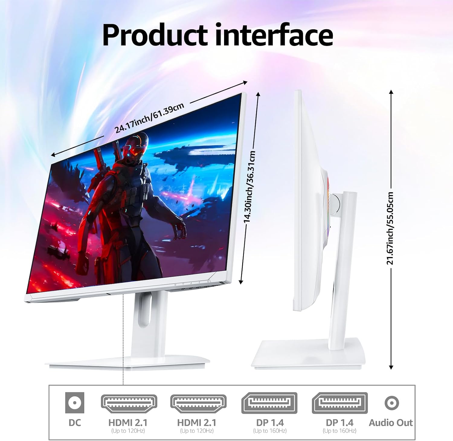 Gawfolk 27 Zoll Gaming Monitor UHD 4K 160Hz Weiß IPS PC Bildschirm – Bild 8