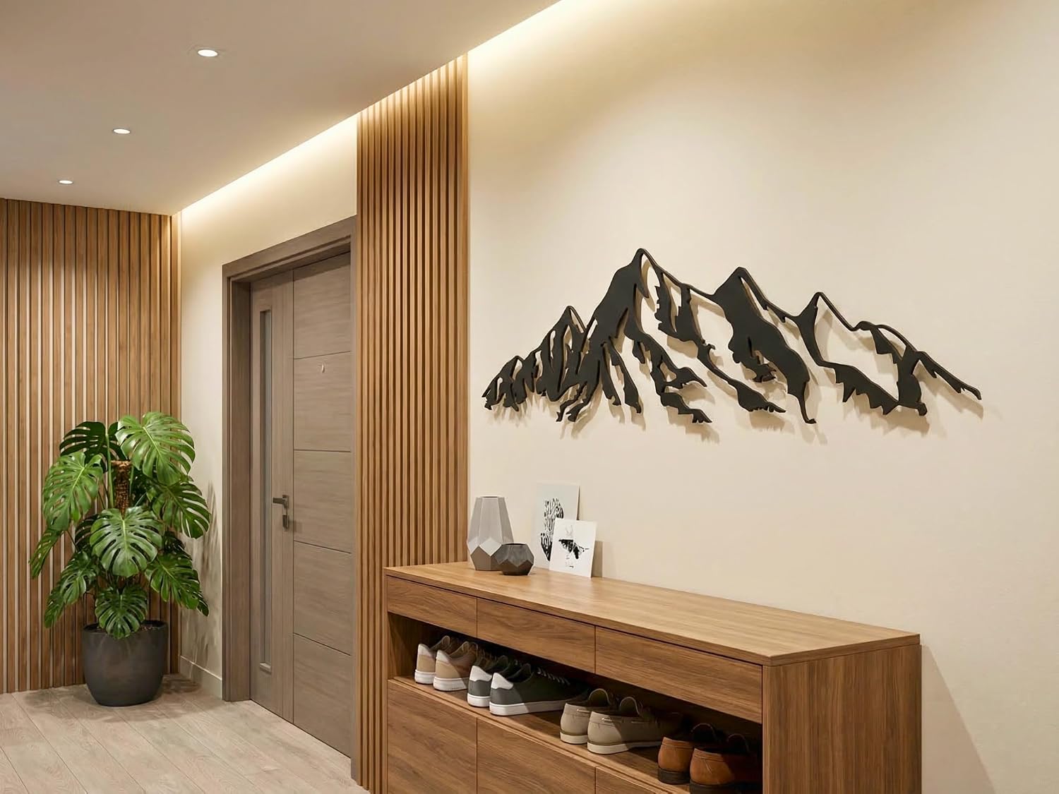 VAILLA Wand Deko Berge Holz 3D – Wandbild Schlafzimmer Wohnzimmer Büro Flur – Bild 5