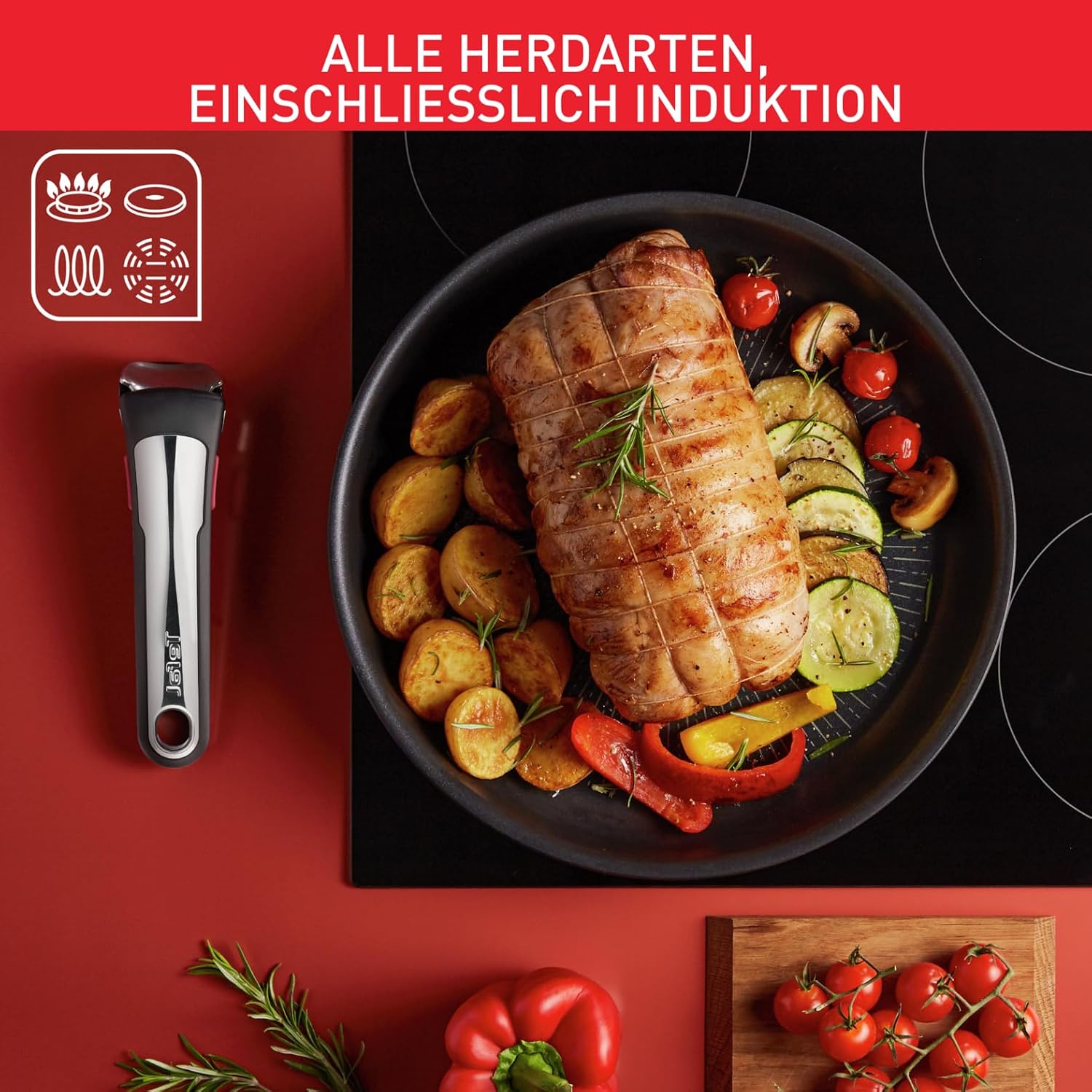 Tefal Ingenio Unlimited On 13-teiliges Topf und Pfannenset abnehmbarer Griff, stapelbar, platzsparend, Pfannen Induktion mit Antihaftversiegelung, einfache Handhabung und Reinigung, L39593 – Bild 7