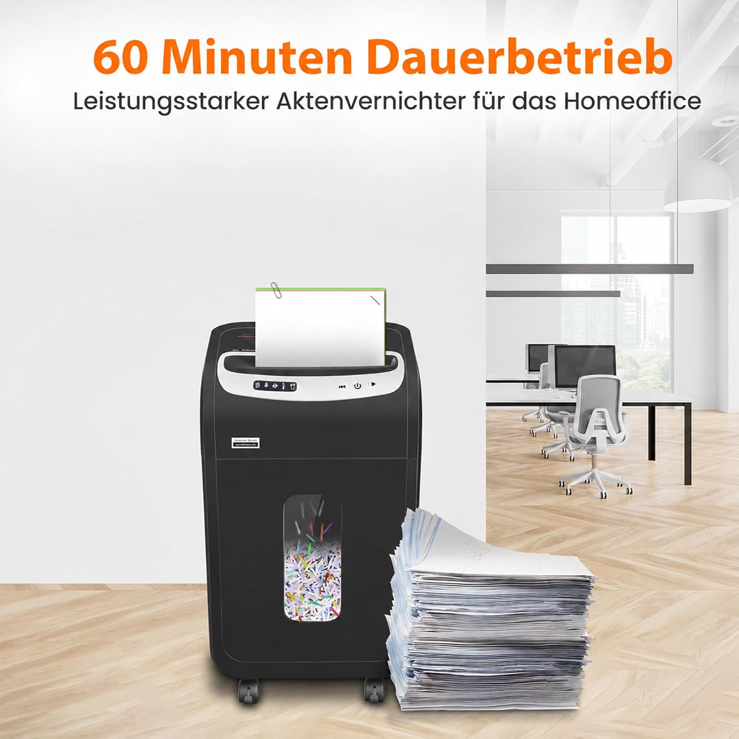 VidaTeco Aktenvernichter 20 Blatt für Büro P4 mit 30L 60min 58dB Leise – Bild 2