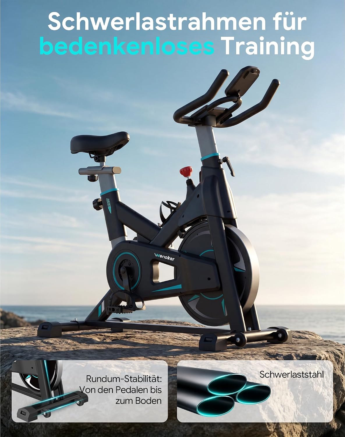 WENOKER Heimtrainer Fahrrad, Magnetwiderstand mit 15 dB – Bild 9