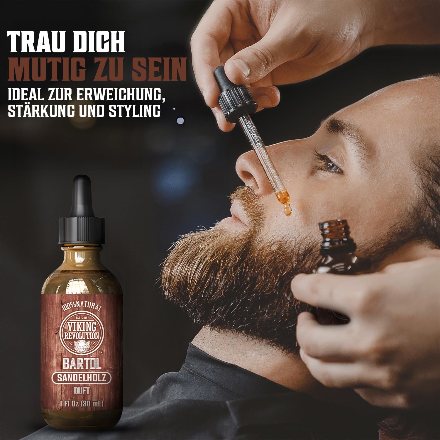 Viking Revolution - Bartöl - Macht Weich, Schützt und Stärkt - Natürliches Argan- und Jojobaöl - Bartöl Herren - Geschenke Für Männer - Sandelholz - 30 ml – Bild 2