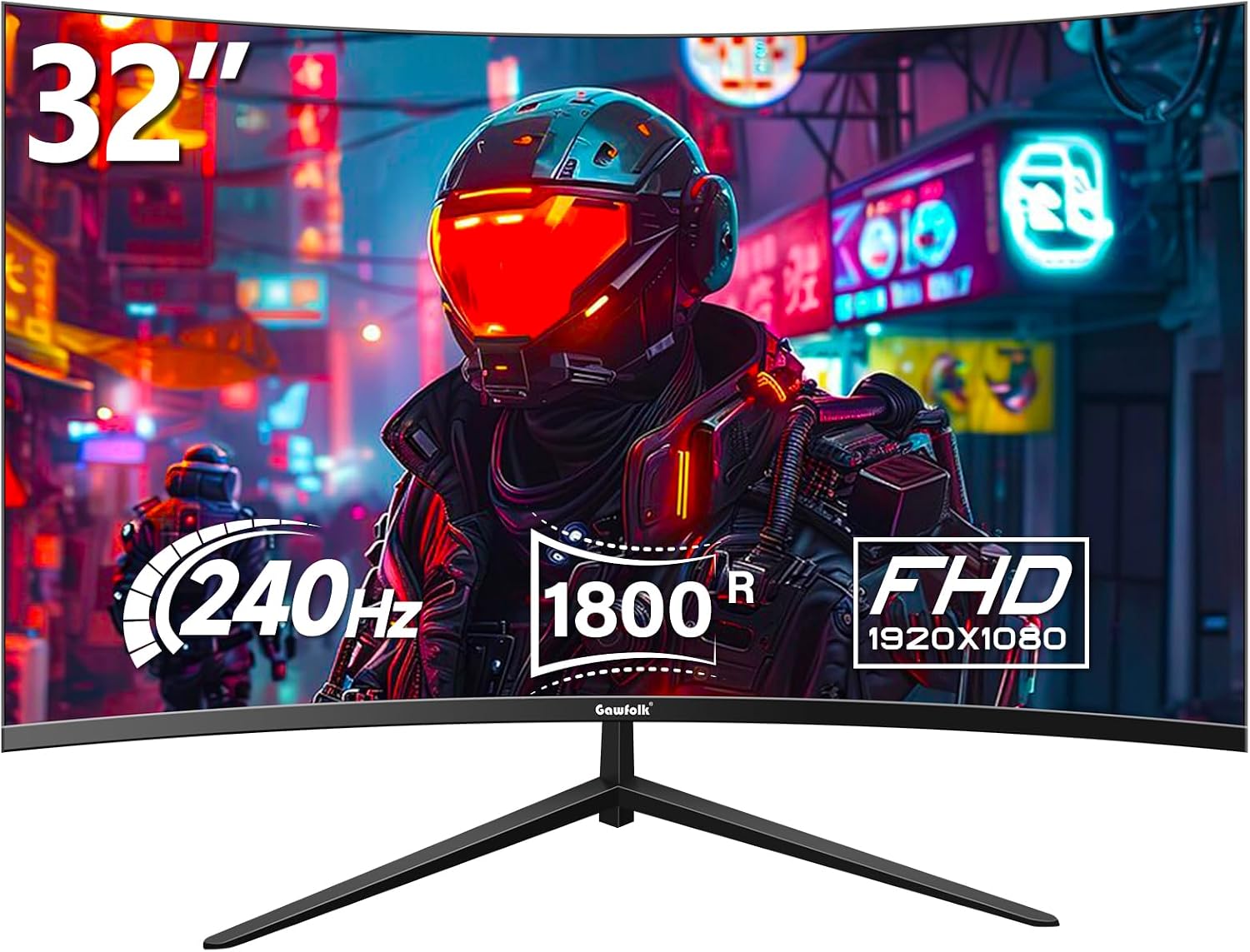 Gawfolk Gaming Monitor 32 Zoll Curved, 240Hz PC Bildschirm Full HD 1080P – Bild 9