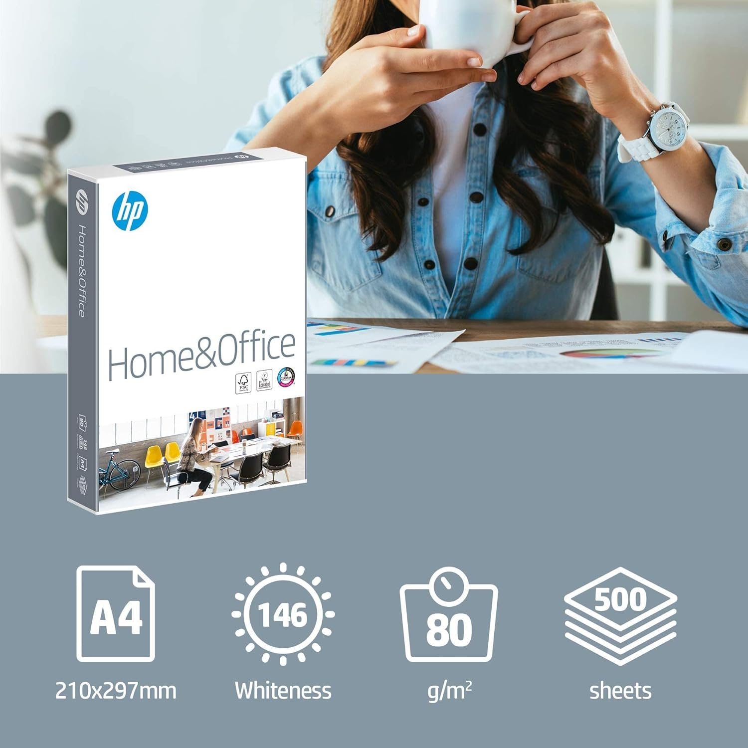 HP Home und Office, A4, Weiß, 5 Pakete mit 500 Blatt – Bild 3