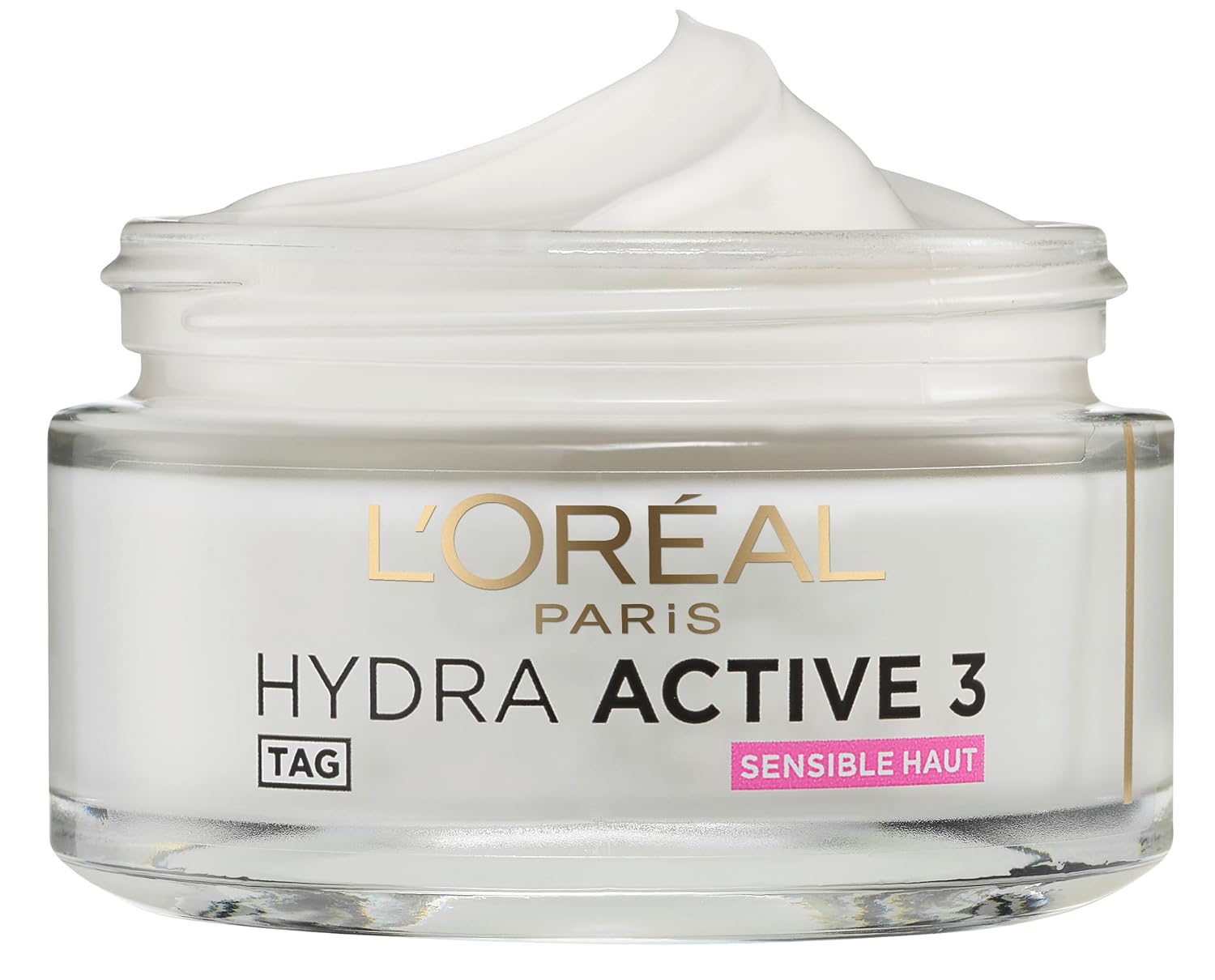 L'Oréal Paris Feuchtigkeitspflege für das Gesicht, Gesichtscreme für sensible Haut, Hydratisierende Tagescreme mit Glycerin und antioxidativem Vitamin E, Hydra Active 3 sensible Haut, 1 x 50 ml – Bild 2