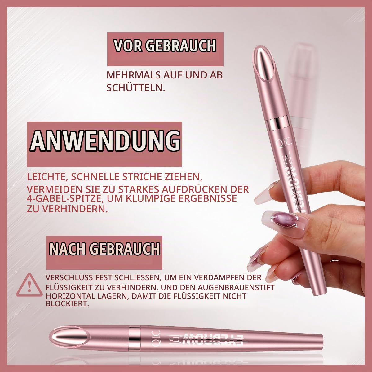 QIC Augenbrauenstift, Microblading Eyebrow Pencil, Wasserfest & Langanhaltend, Präzises Nachzeichnen für Natürliche & Volle Augenbrauen, Cruelty-Free (06 Black Brown) – Bild 7