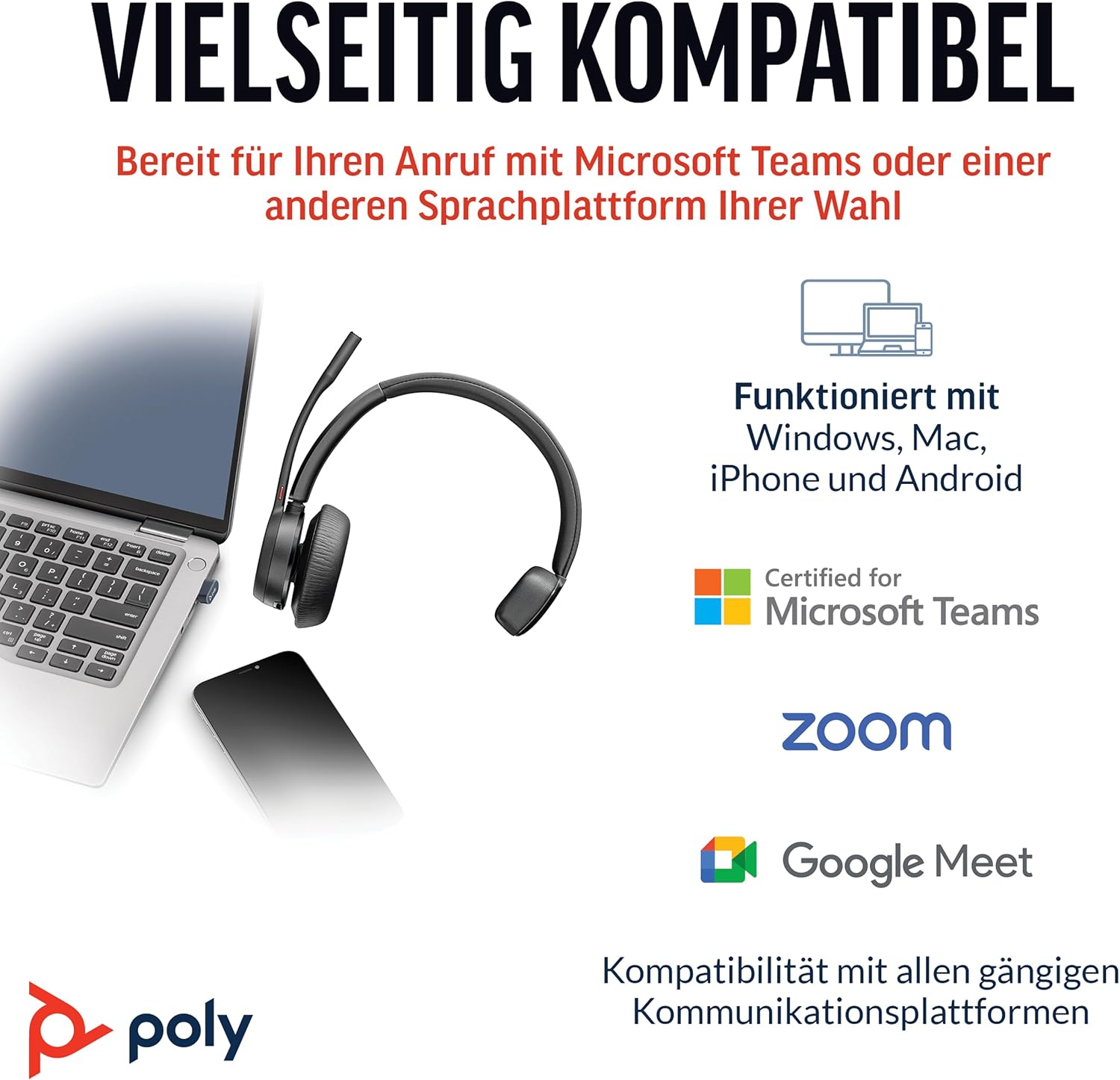 Poly Voyager 4310-M UC Bluetooth Headset für Teams & Hybrid Work – Bild 6