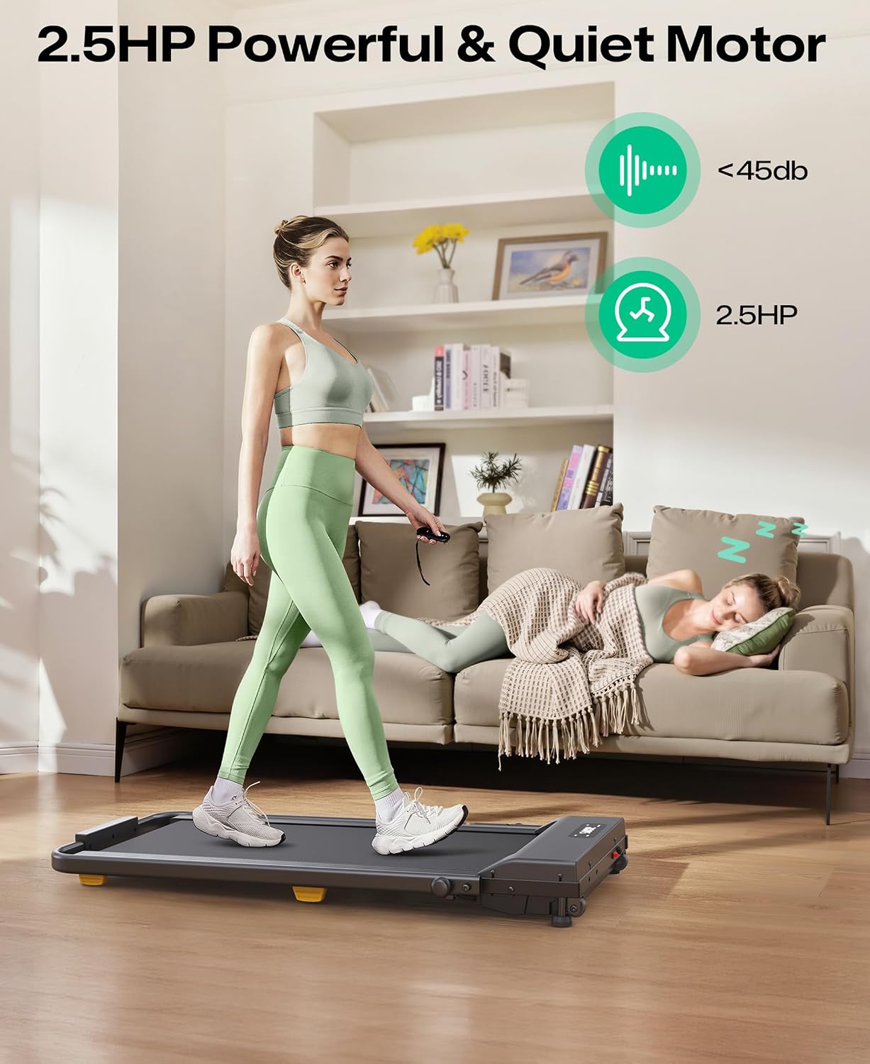 Laufband mit 9% Steigung, Walking pad klappbar mit Sicherheitsgriff – Bild 3