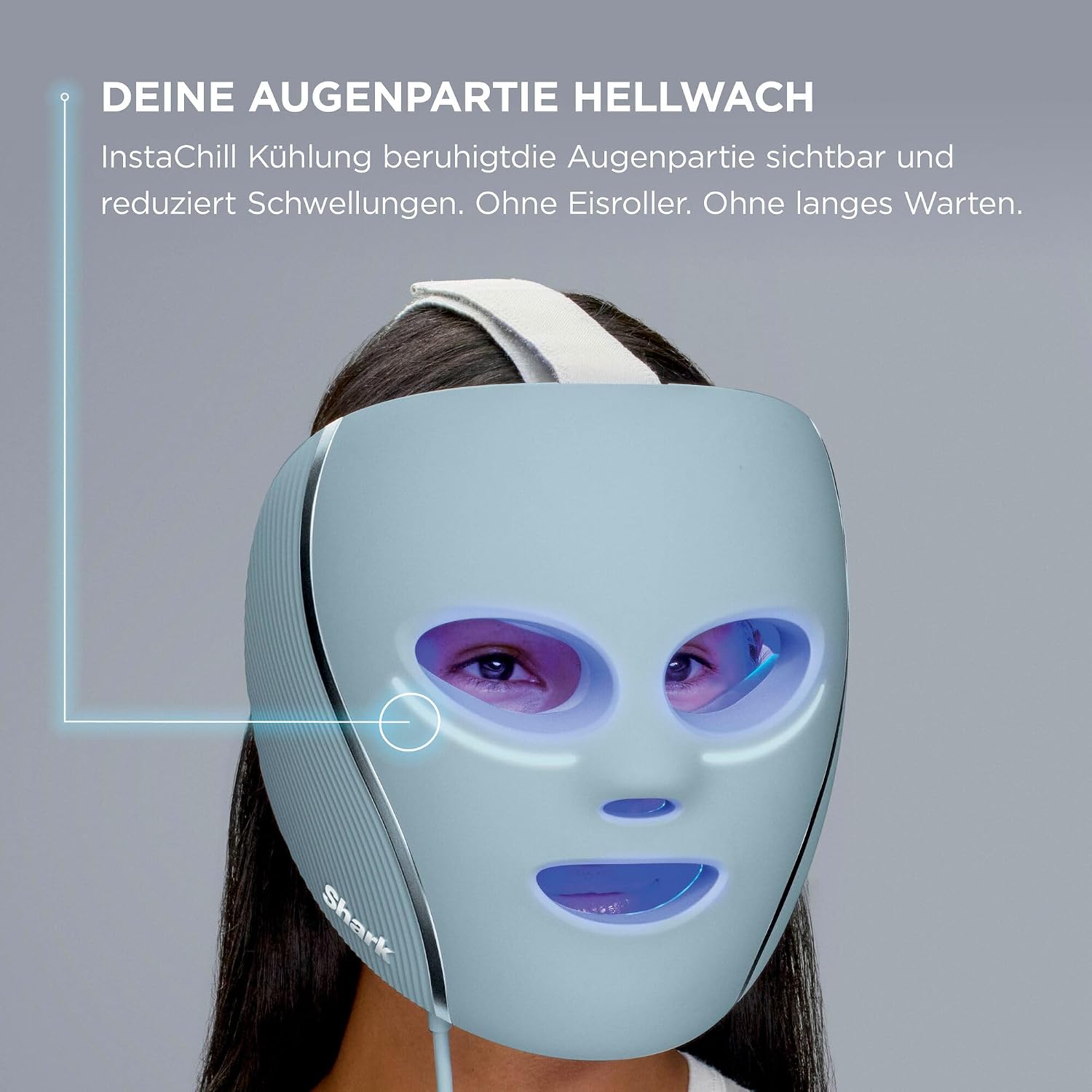 Shark CryoGlow LED-Gesichtsmaske, Augenpartie-Kühlung, Kühles Lila – Bild 8