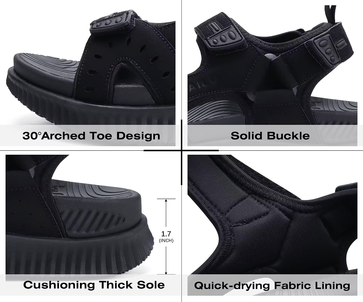 KuaiLu Herren Wandersandalen mit Orthopädische Arch Support Fußbett – Bild 6