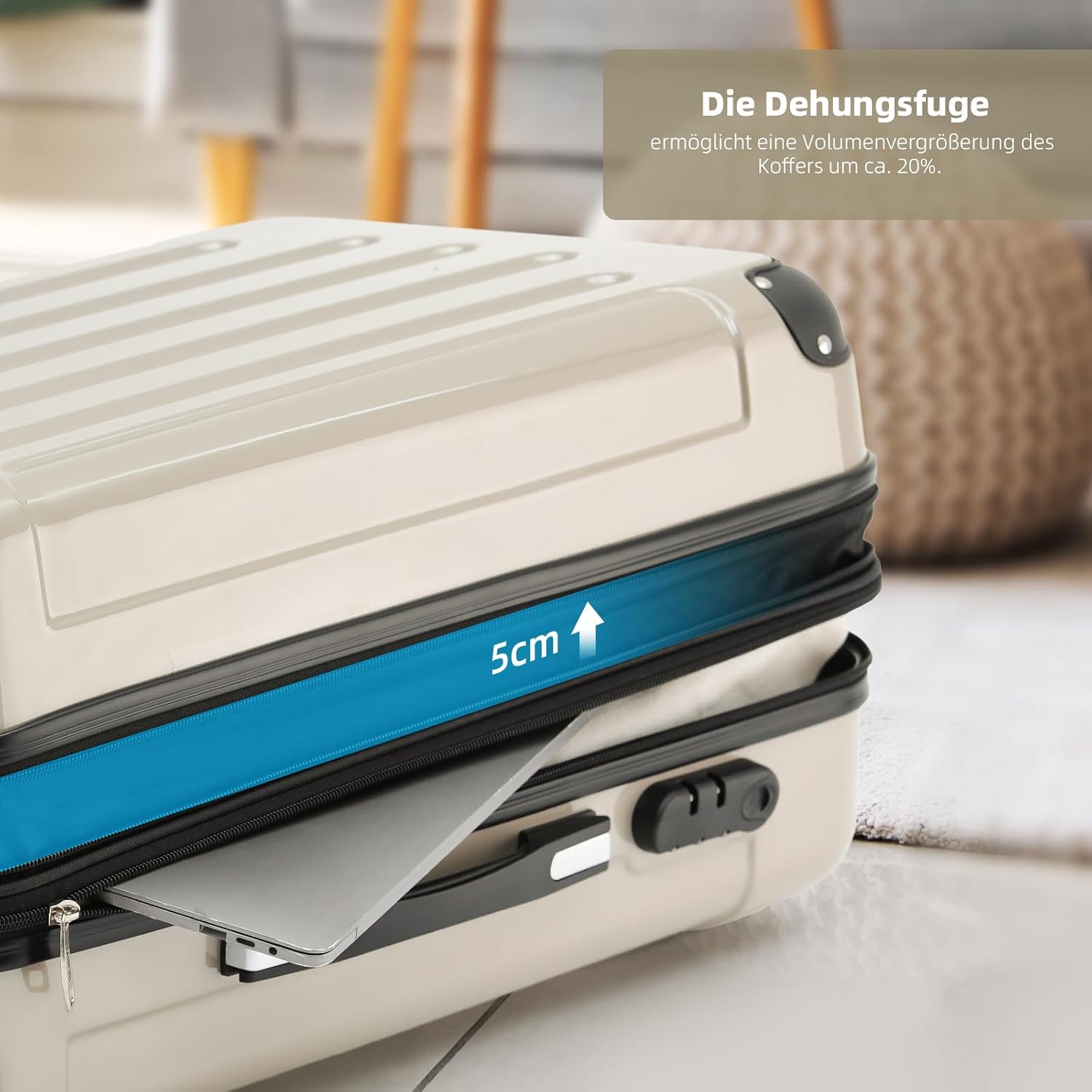 BEIBYE Zwillingsrollen 2048 Hartschale Trolley Koffer Reisekoffer Taschen Gepäck in M-L-XL-Set (Champagner, L) – Bild 3