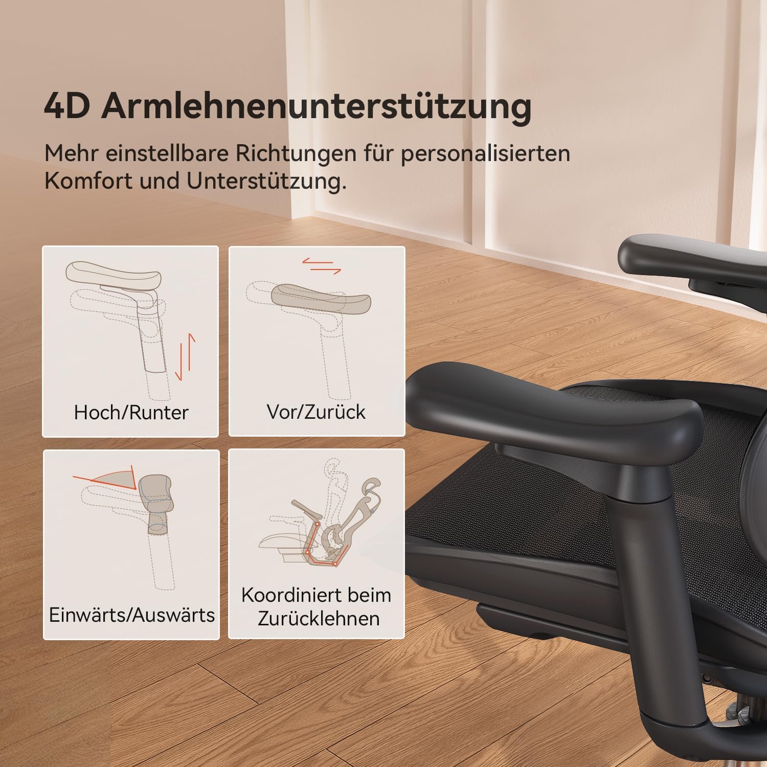 SIHOO Doro C300 Bürostuhl Ergonomisch mit Dynamischer Lendenwirbelstütze – Bild 8