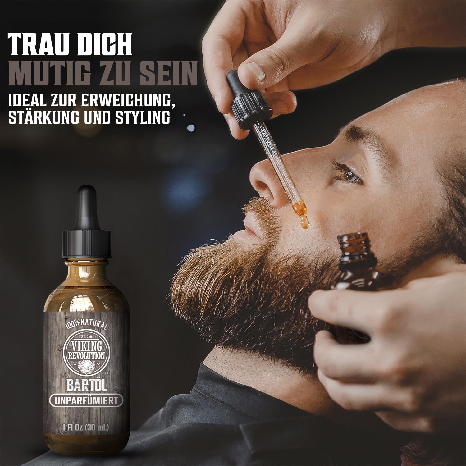 Viking Revolution Bartöl zum Entwirren – natürliche Argan- & Jojobaöle, nicht parfümiert, weich, glättet & stärkt das Wachstum des Bartes – Pflegebehandlung für Bart & Schnurrbart – 1 Stück – Bild 2