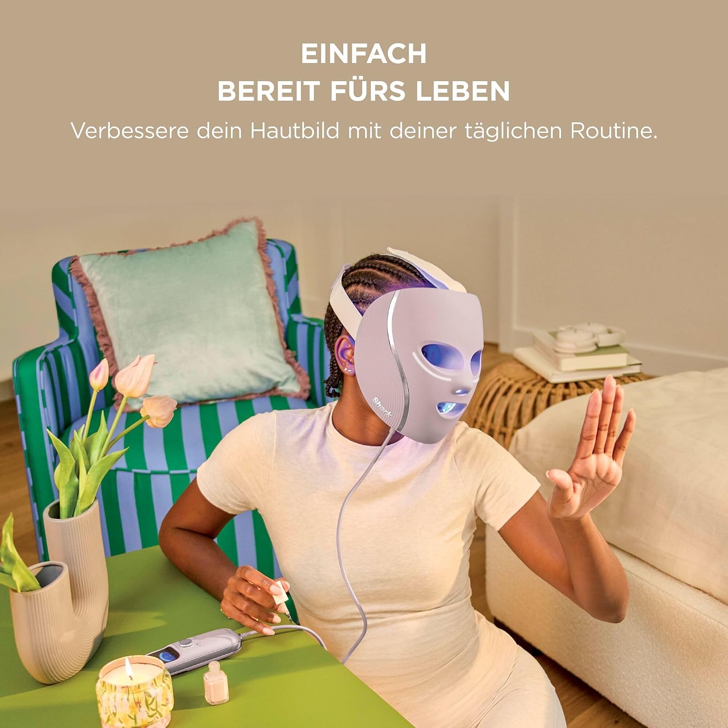 Shark CryoGlow LED-Gesichtsmaske, Augenpartie-Kühlung, Kühles Lila – Bild 13