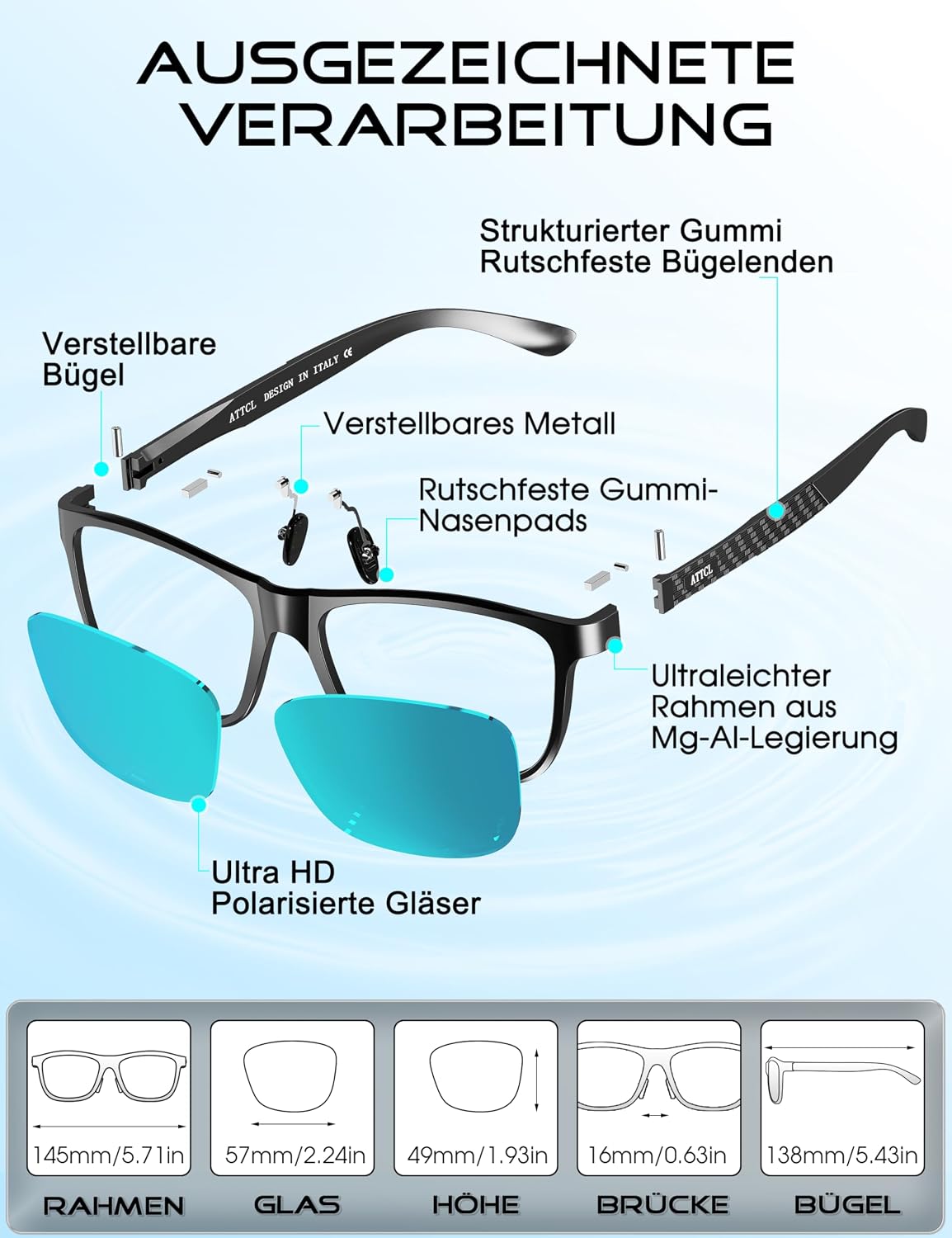 ATTCL Sonnenbrille Herren Polarisiert UV400 AL-MG Verspiegelt Autofahren – Bild 7