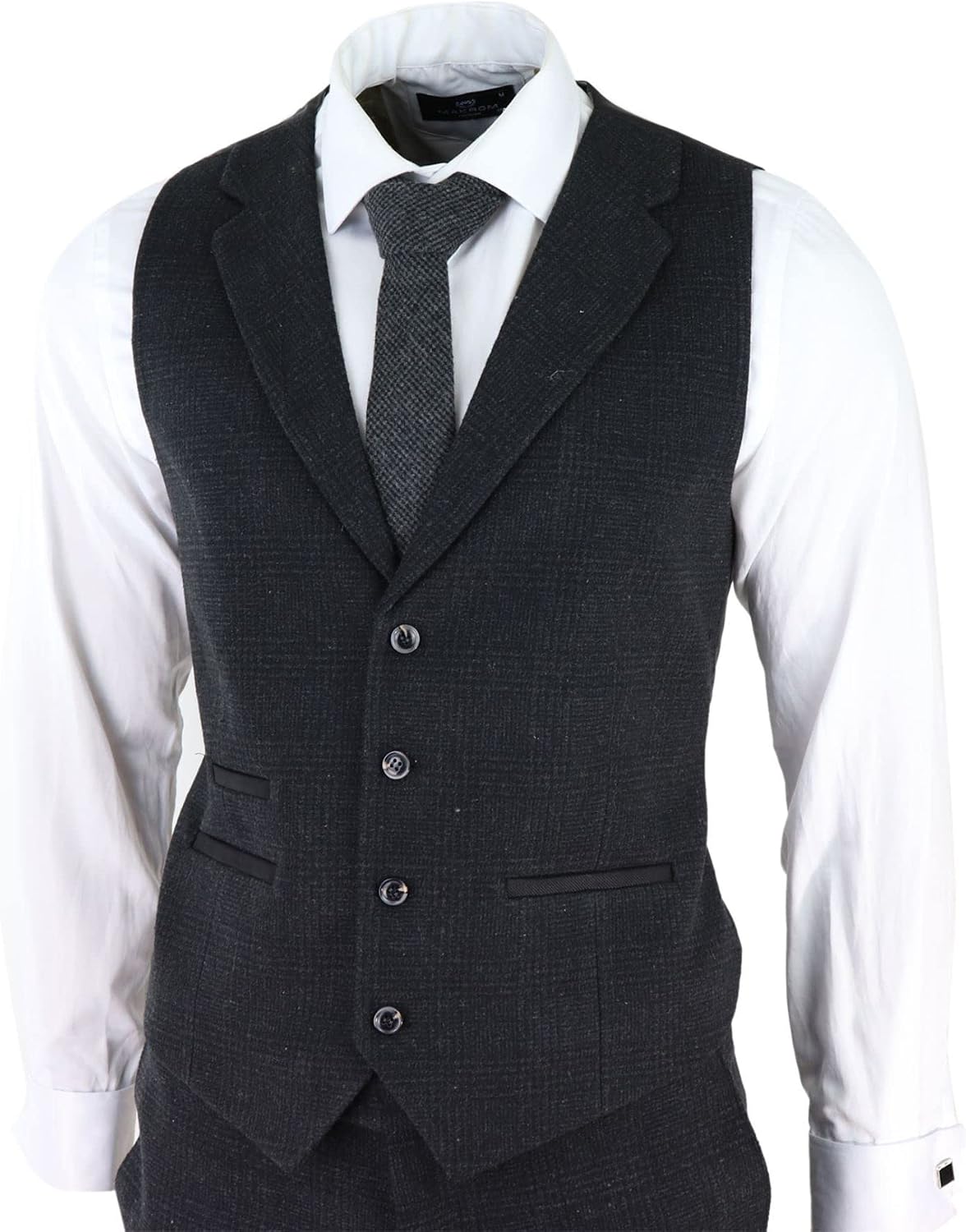 TruClothing.com Herrenanzug 3 Teilig Schwarz Kariert Vintage Retro Design 1920er Stil – Bild 4