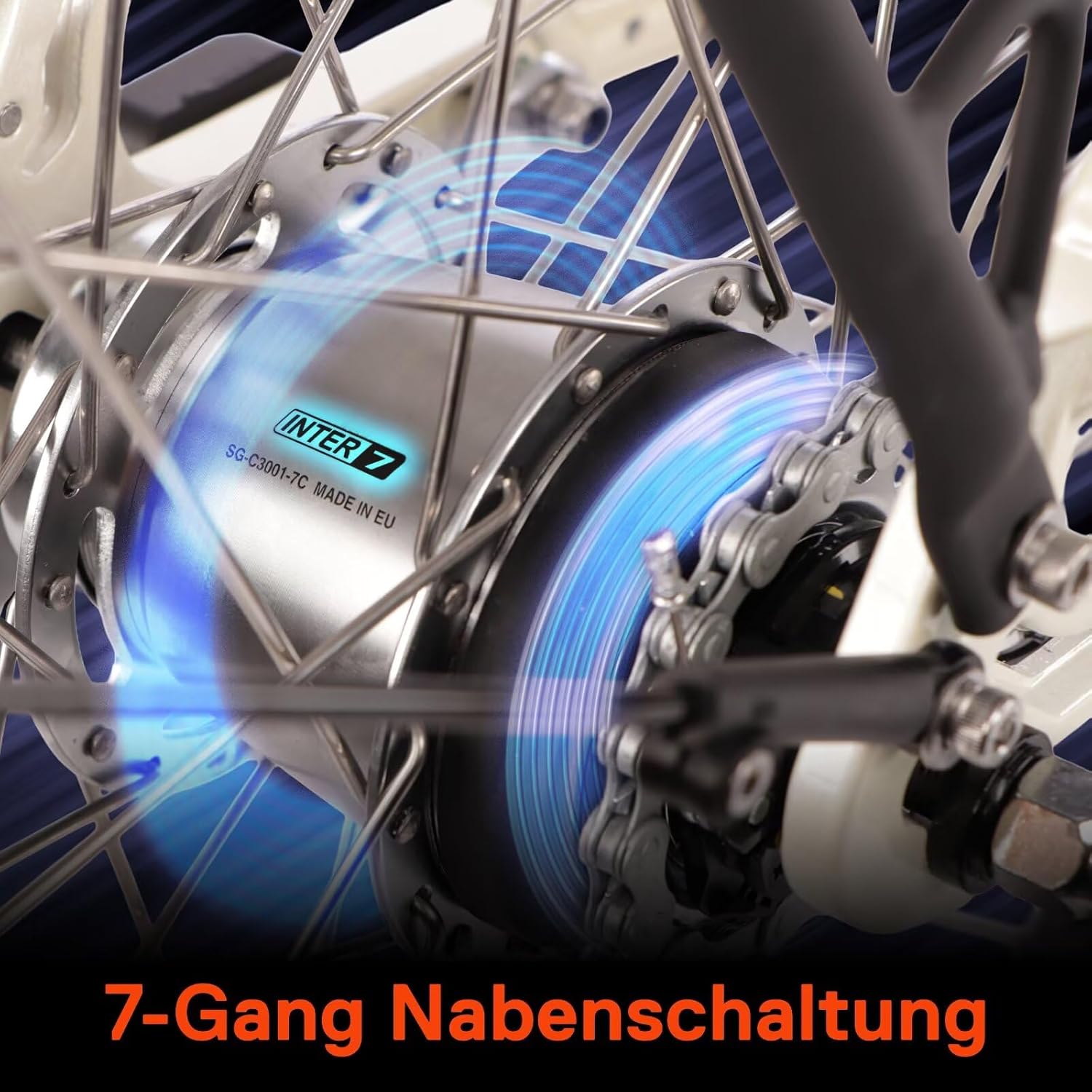SAXONETTE E Bike mit Rücktrittbremse und nabenschaltung, Ebike Damen 28 Zoll mit 36V 13Ah BMS Akku, 7 Gang Elektro Fahrrad Erwachsene mit Federgabel, Pedelec mit Gepäckträger für Damen und Herren – Bild 5