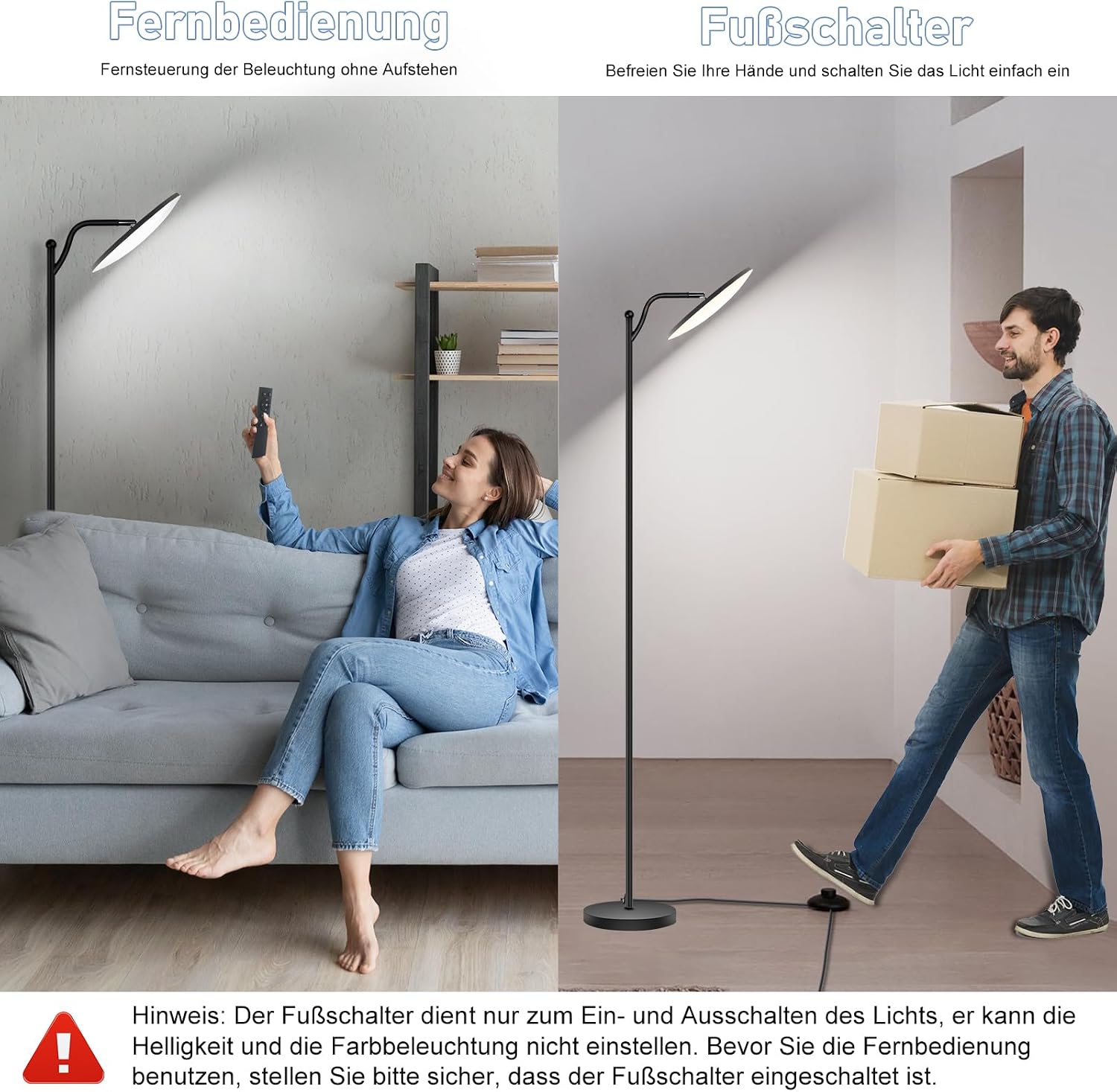 Oraymin 2 Stücke Stehlampe Wohnzimmer 32W, Deckenfluter Stehleuchte Dimmbar mit Fernbedienung, 2700K-6500K Stehlampen LED Dimmbar Hohe Stehleuchte, Drehbare Stehlampe für Wohnzimmer Schlafzimmer Büro – Bild 9