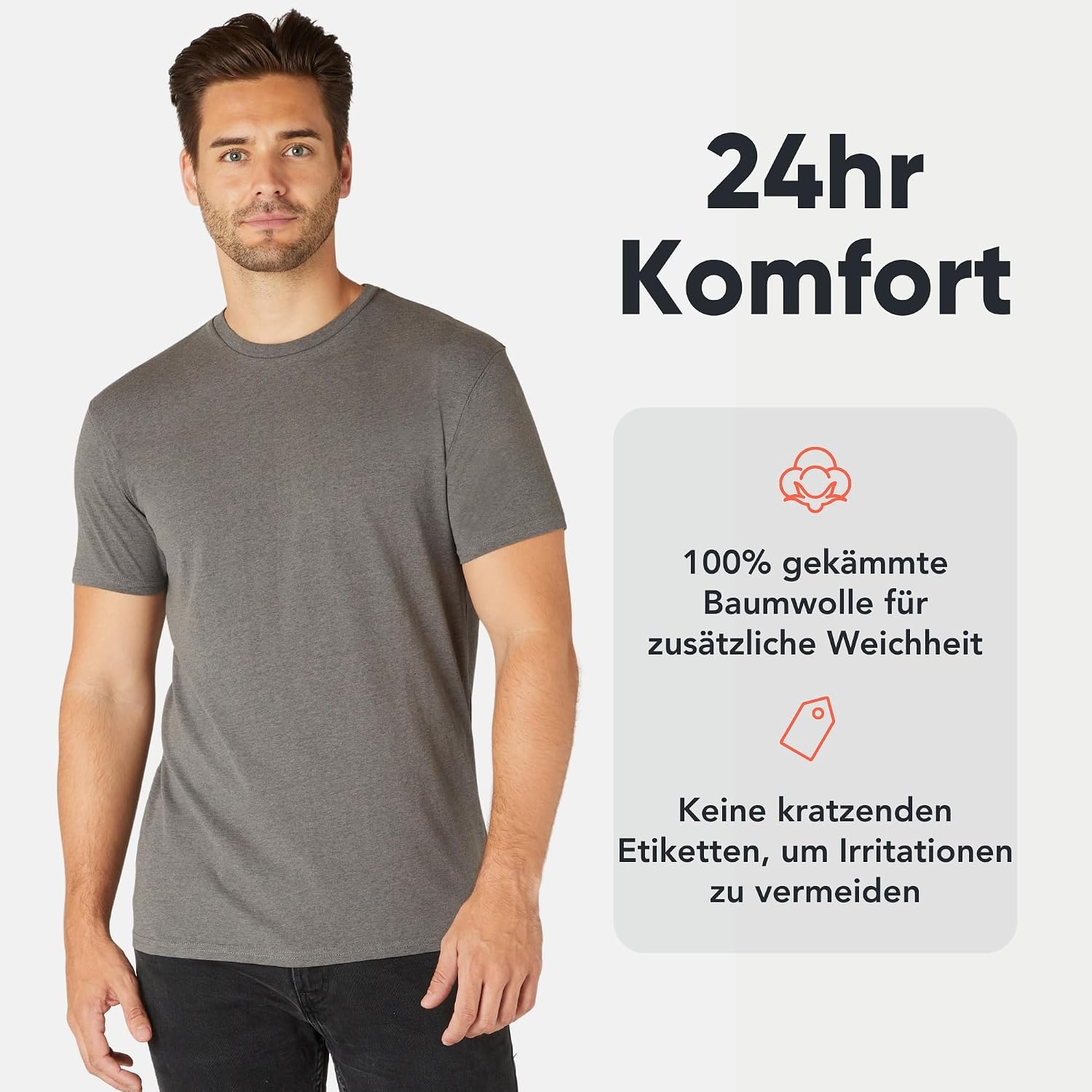 FM London 3/5er-Pack T-Shirts für Herren 100% Baumwolle, Premium-Qualität – Bild 3