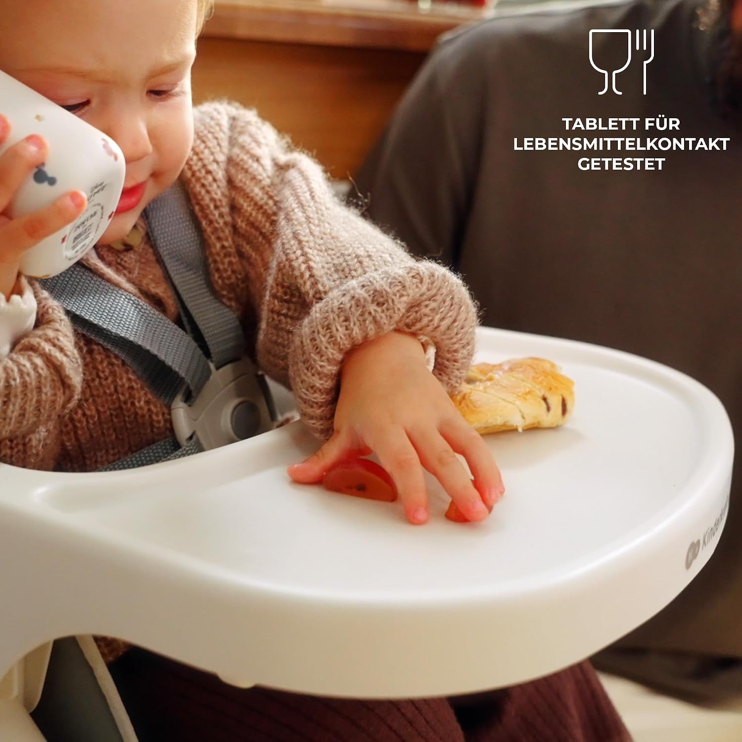 Kinderkraft DINNLY Kinderhochstuhl Kombihochstuhl, ab 6 Monate, Hellgrau – Bild 7