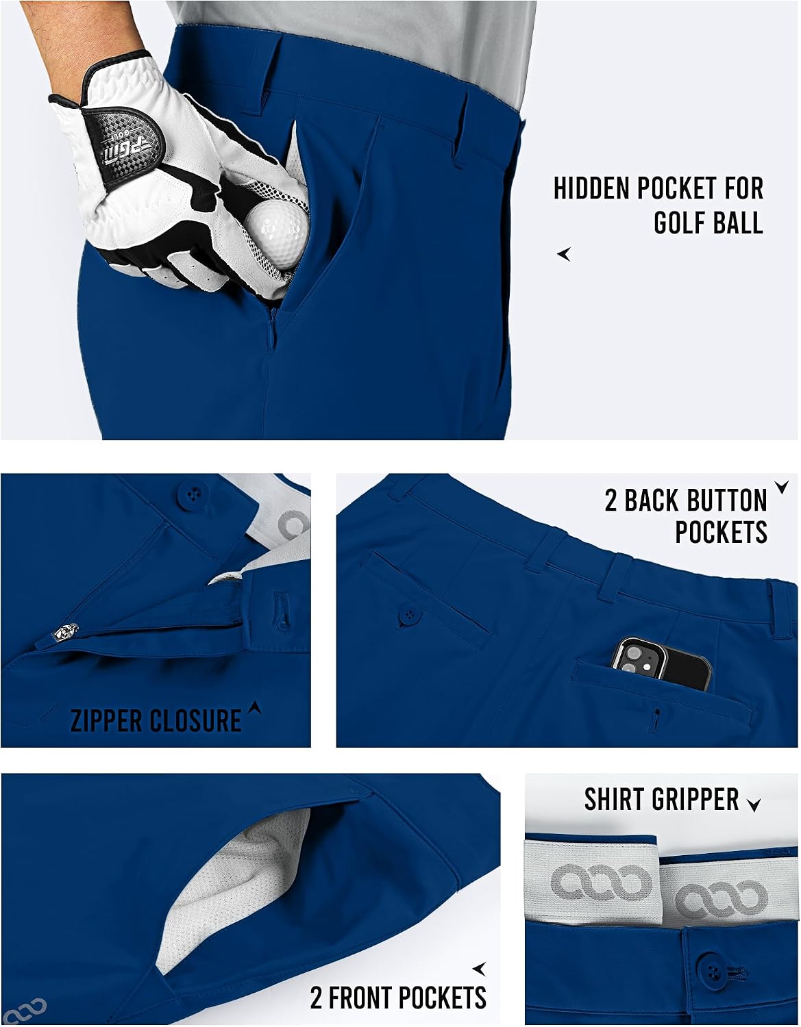 33,000ft Herren 10” Golf Shorts UPF 50+ Bermuda Shorts Kurze Golfhose – Bild 3