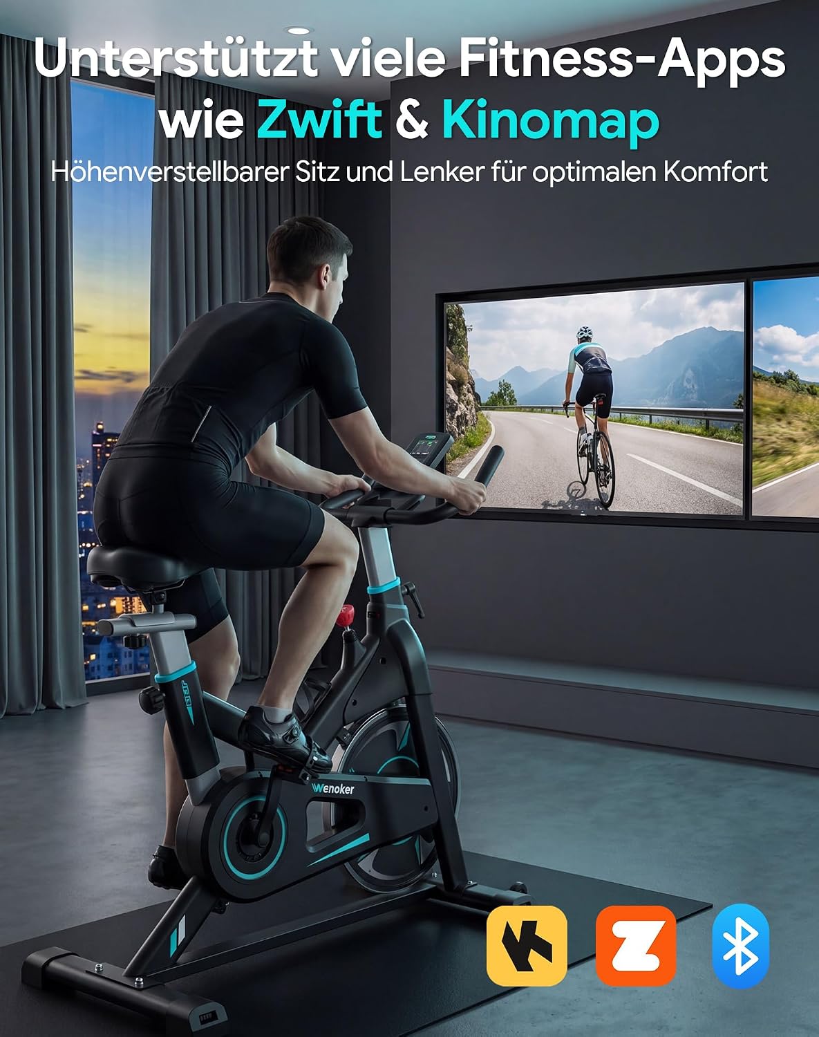 WENOKER Heimtrainer Fahrrad, Magnetwiderstand mit 15 dB – Bild 8