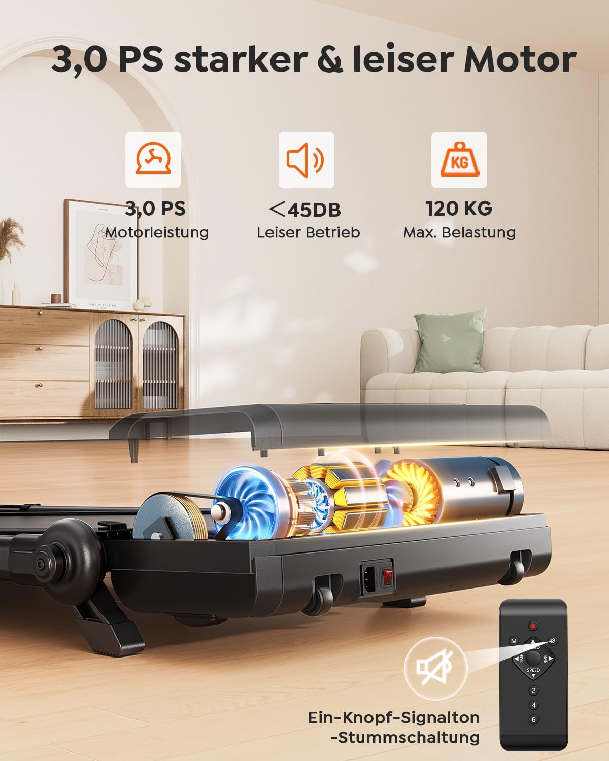 homeTro Laufband für Zuhause mit 3,0 PS Motor, Walking Pad mit 7% Steigung – Bild 4