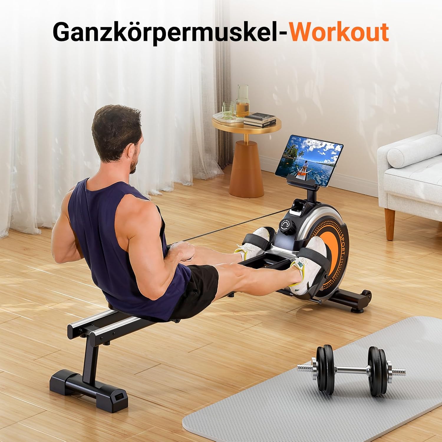 Dripex Rudergerät für Zuhause, Magnetisches Rudergerät bis 160kg Belastbar – Bild 8