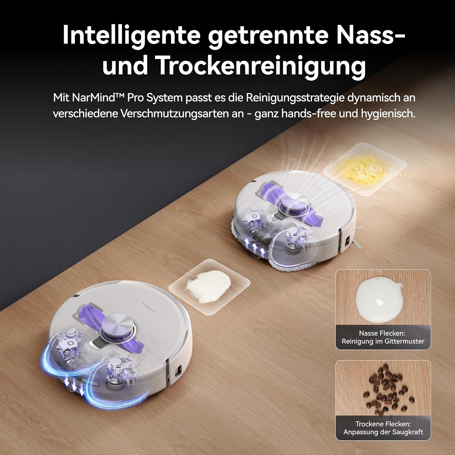 NARWAL Freo Z10 Ultra Saugroboter mit Wischfunktion, 18.000 Pa Saugleistung, Dynamische Moppausdehnung, Tangle-Free System, Intelligente Nass-Trocken-Reinigung, All-in-One-Basisstation – Bild 4