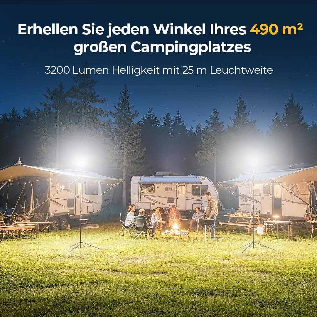 BougeRV Campinglampe CL03, 7-90 Std. Laufzeit, 2,3m Einziehbar, Dunkelgrün – Bild 2