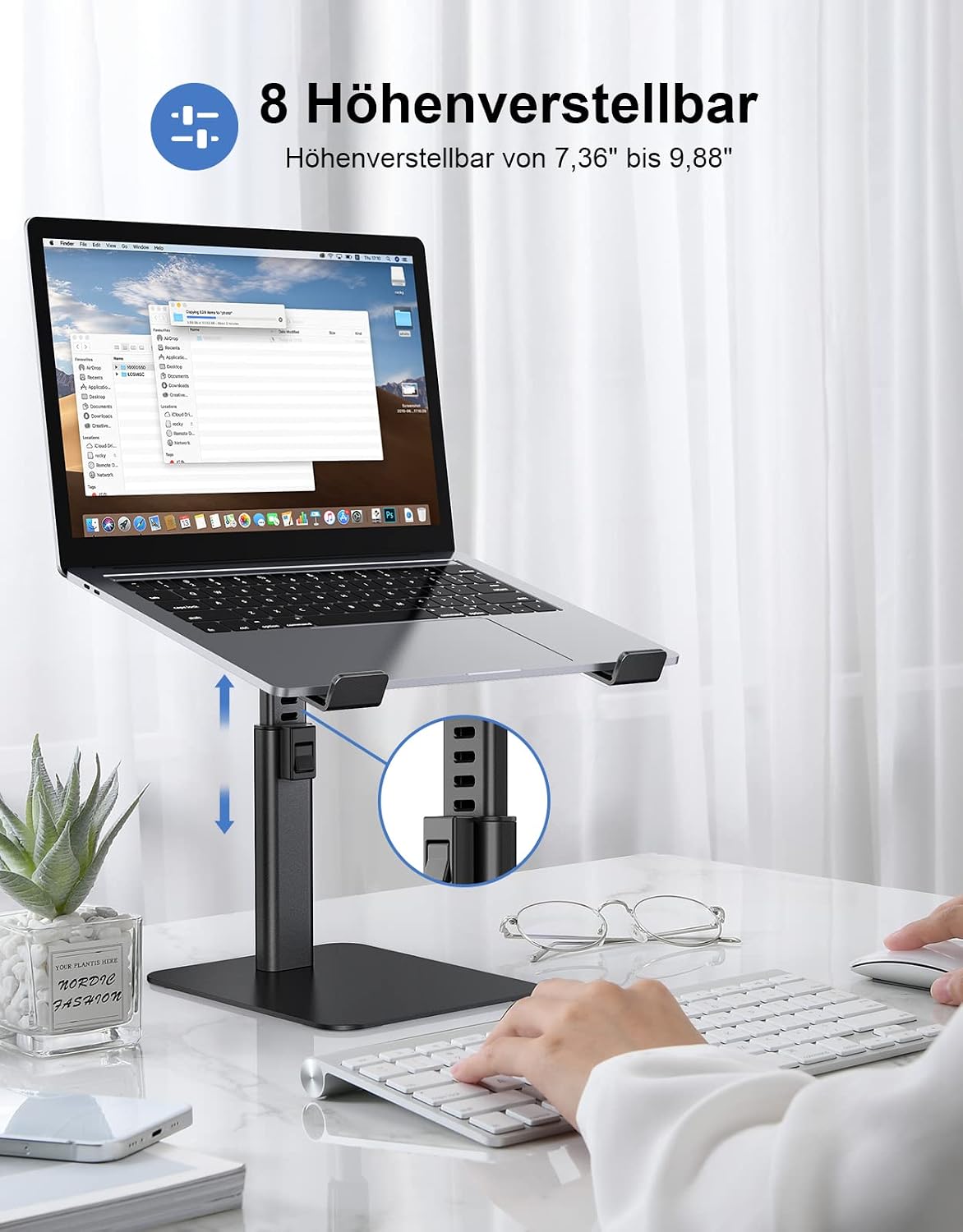 Babacom Laptop Ständer, 8X Höhenverstellbar Aluminium+Rundum-Silikon-Schutz – Bild 2