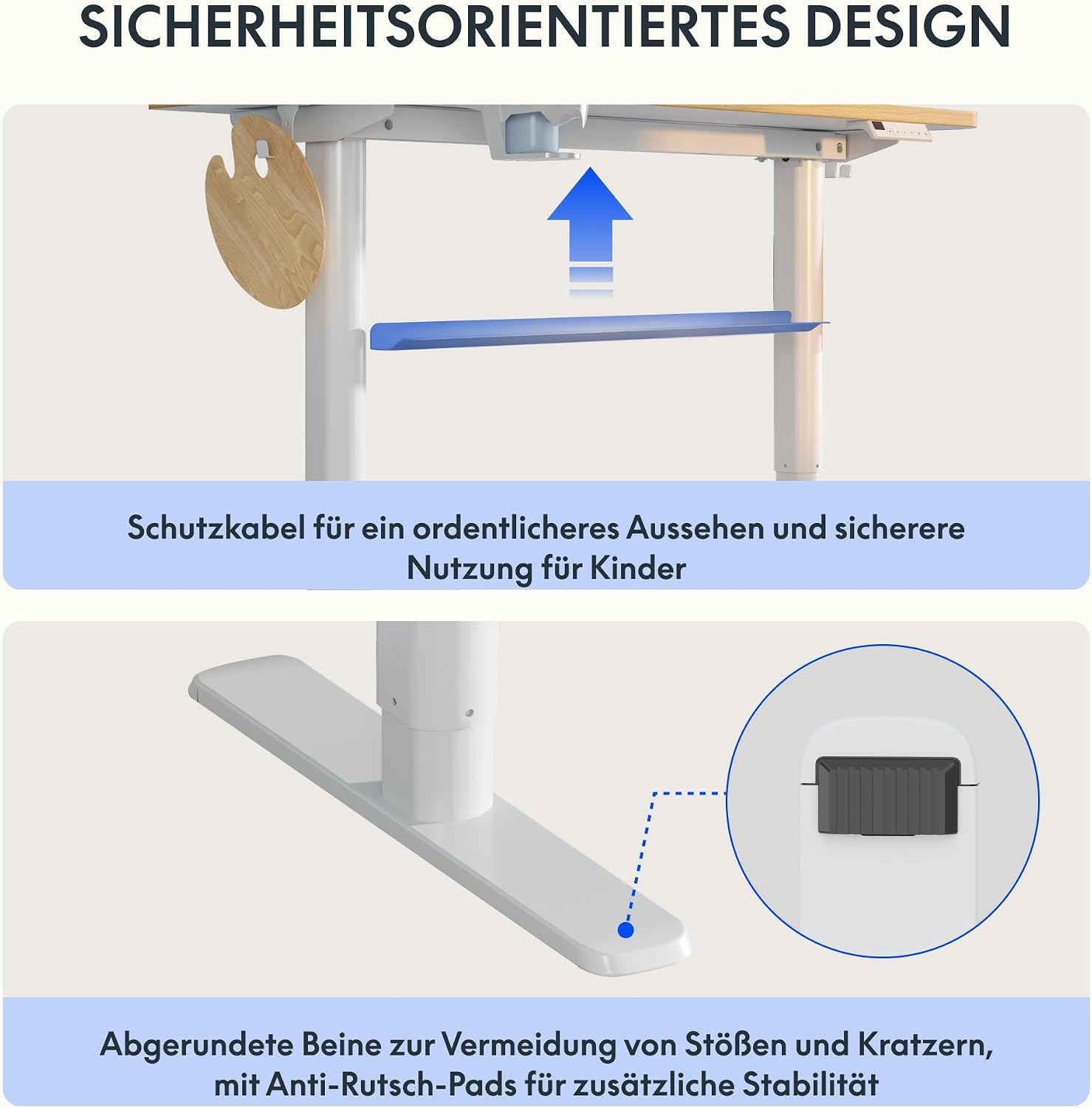 FLEXISPOT Kinderschreibtisch höhenverstellbar elektrisch 110 × 52 cm, Weiß – Bild 8