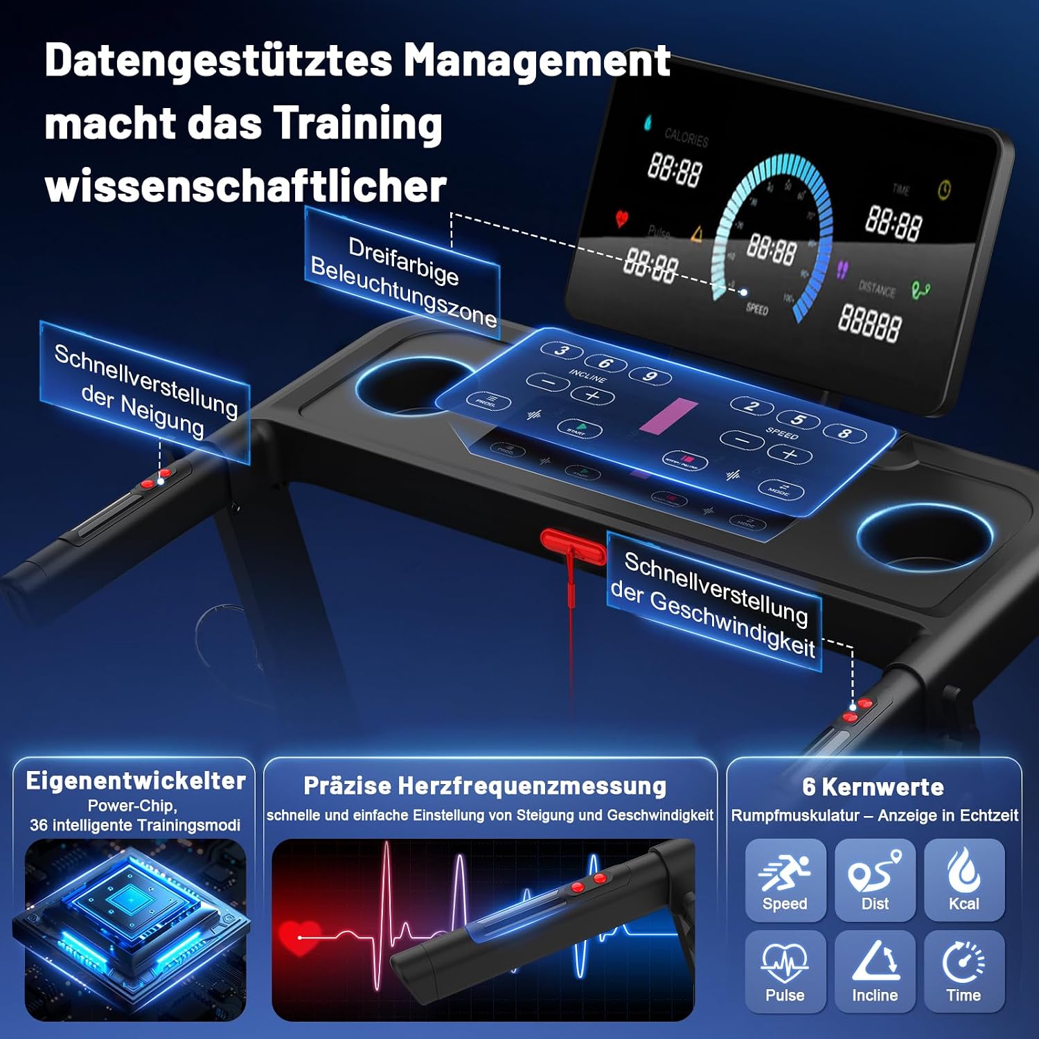 Neezee Laufband für Zuhause Klappbares,20% Steigung,1-16 km/h,4.5PS,150kg – Bild 5