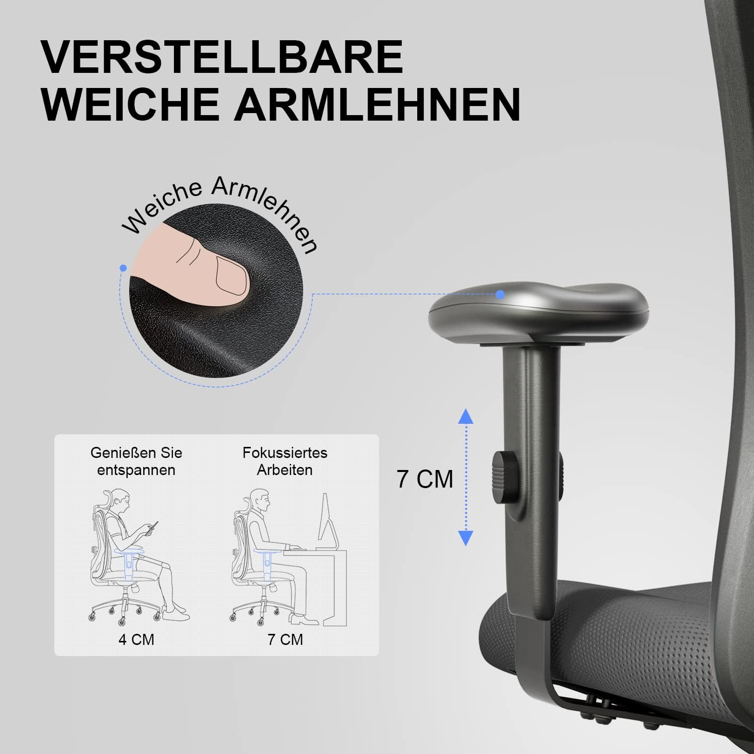 SIHOO M18 Ergonomischer Bürostuhl, verstellbare Lendenwirbelstütze, 330 lb – Bild 9