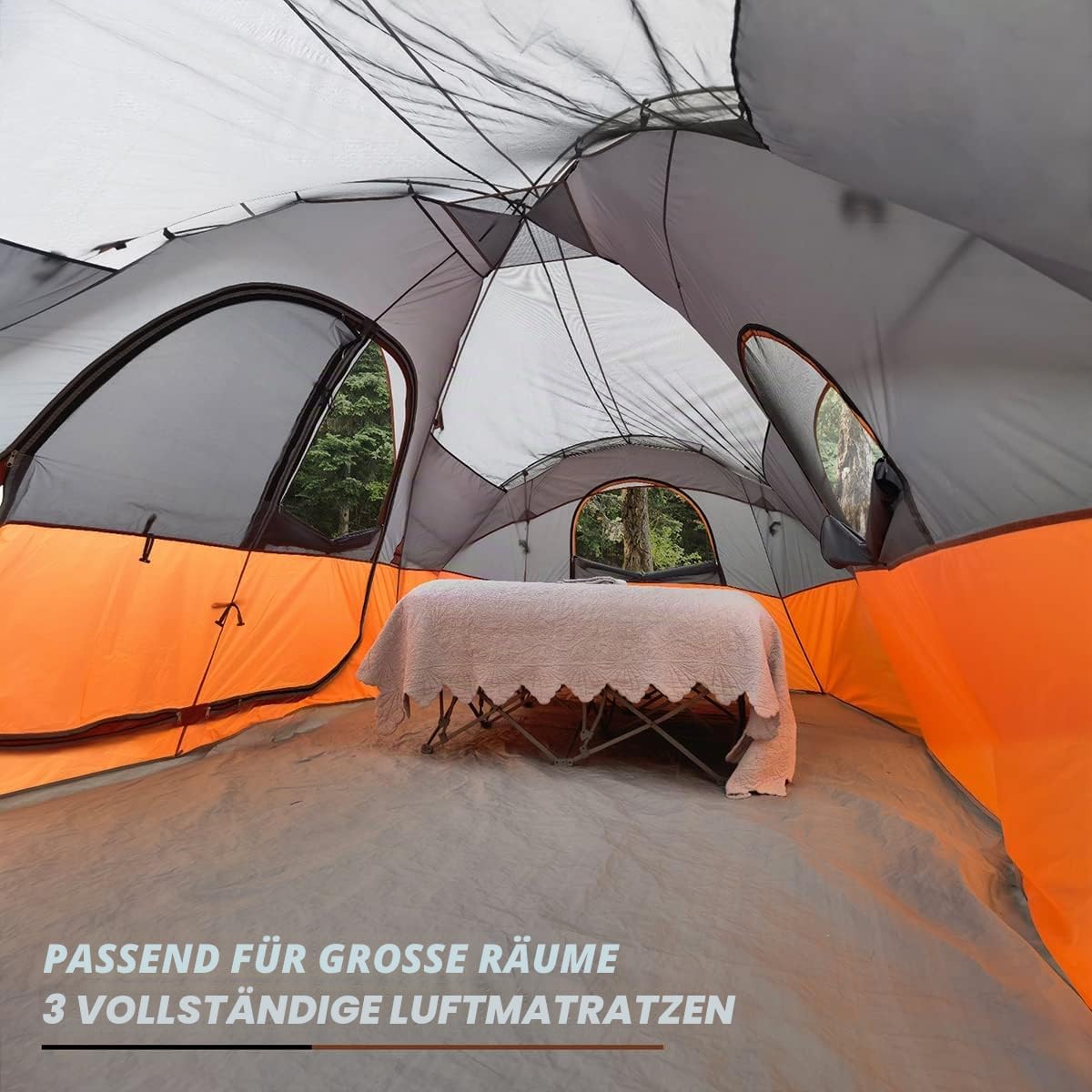 UNP Familienzelt 10 Personen, großes Campingzelt mit 2 Räumen & Trennwand – Bild 3