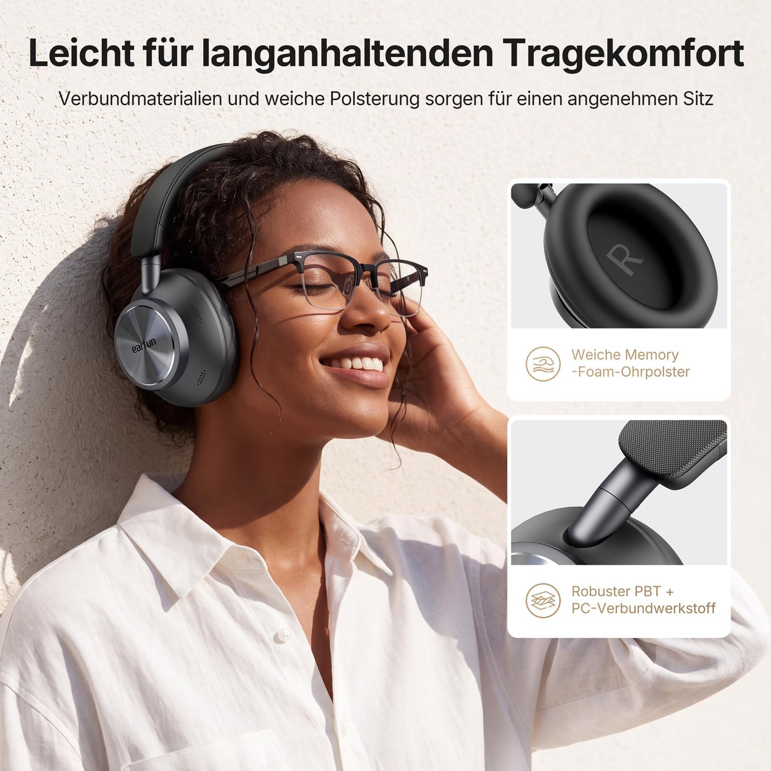 EarFun Wave Pro X Noise Cancelling Kopfhörer, Kabellose Bluetooth Kopfhörer – Bild 5