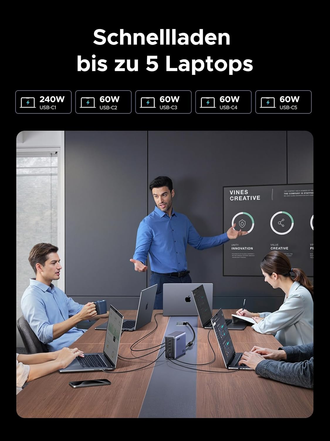 UGREEN Nexode 500W USB-C Ladegerät, 6-Port, PD 3.1 240W Max beim Einzelport – Bild 4