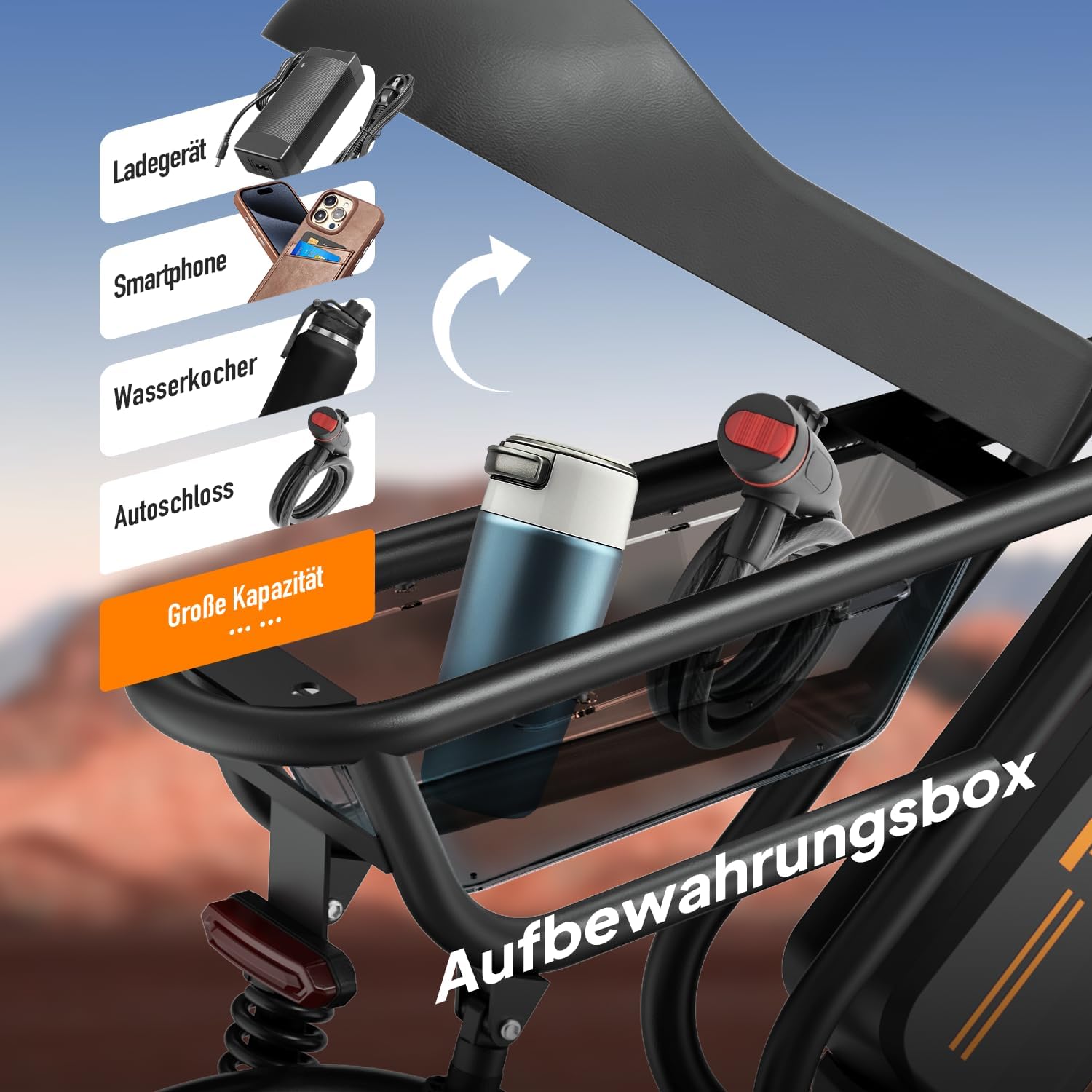URLIFE E Bike 16" x 3.0, 48V 13Ah Herausnehmbarer Akku Elektrofahrrad, 250W Bürstenloser Motor, 100km Reichweite, E-Bike mit Doppelfederung, Elektrofahrräder für Jugendliche und Erwachsene – Bild 4