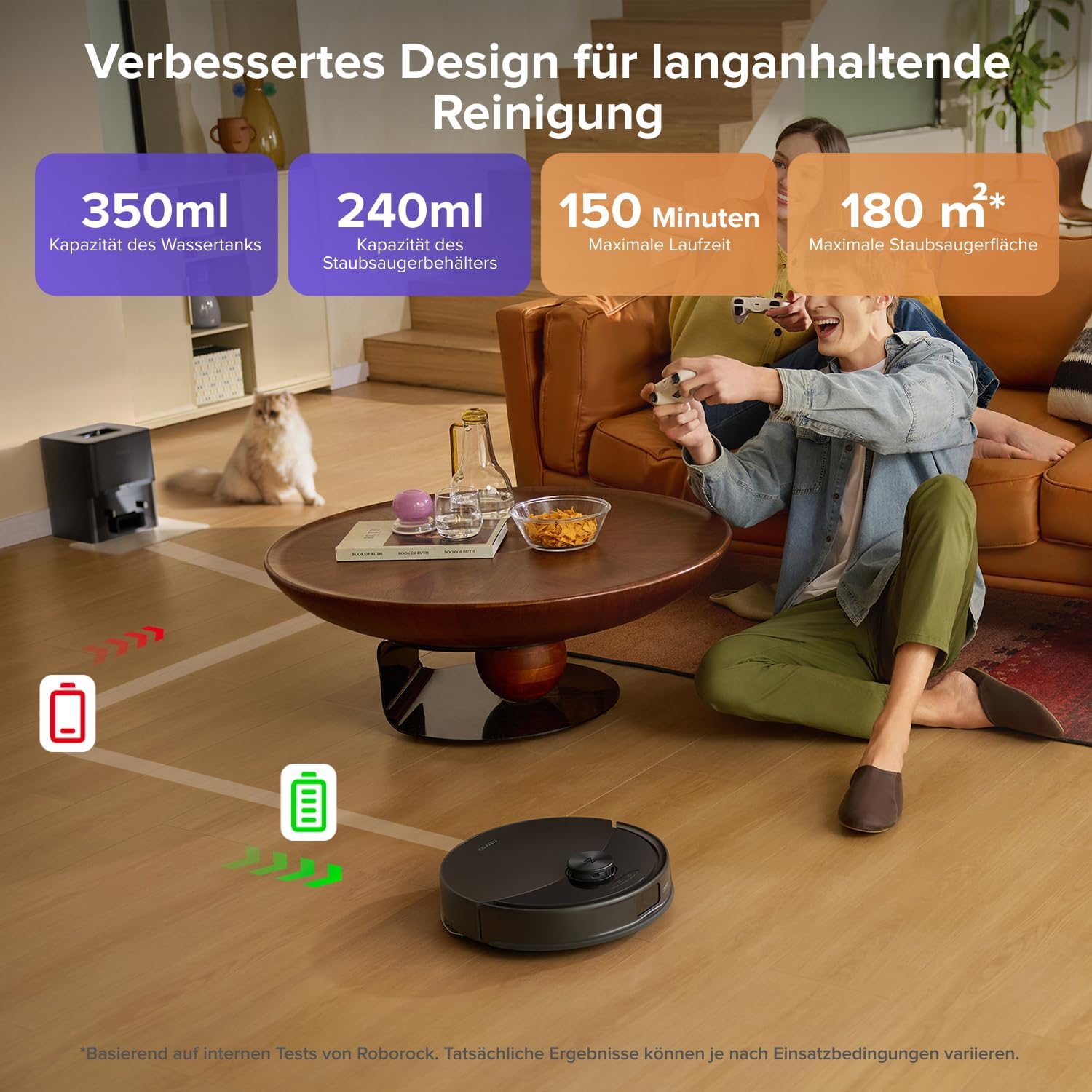 roborock Q10 S5+ Set Saugroboter mit Wischfunktion, 10.000 Pa Saugkraft – Bild 6