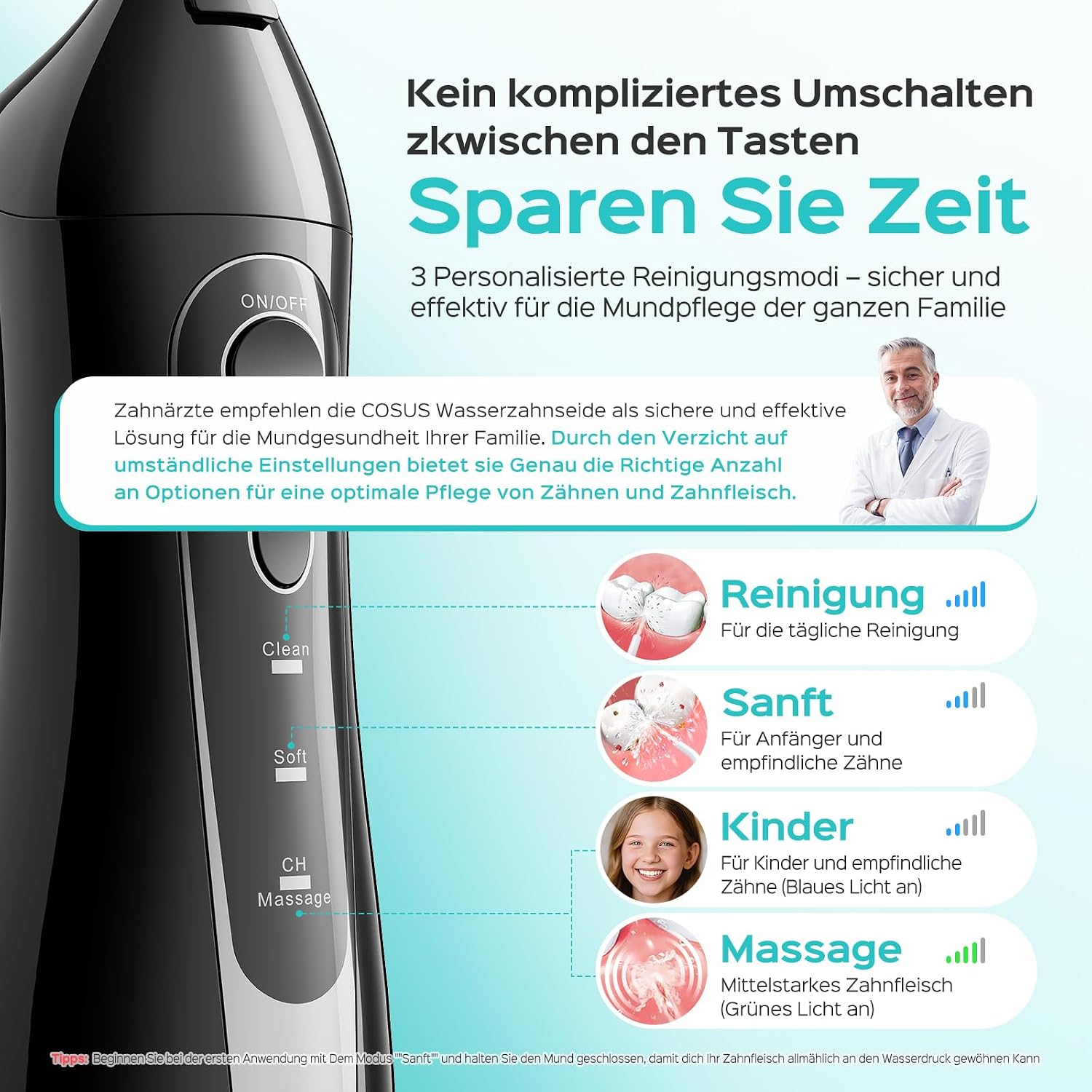 COSLUS Munddusche Kabellos Trragba Elektrische – Bild 3