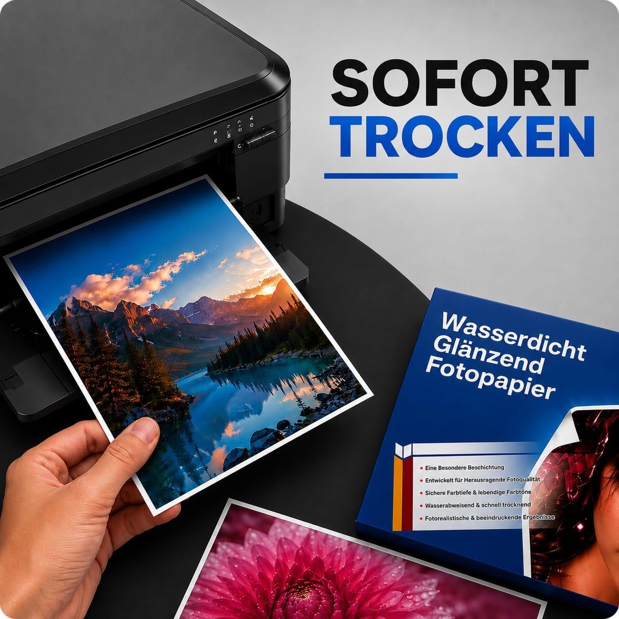 100 Blatt Fotopapier A4 hoch glänzend tintenstrahldrucker 240g/m² fotopapier Fotokarten Photokarten Sofort Trocken Wasserfest Hochweiß fotoblätter – Bild 4