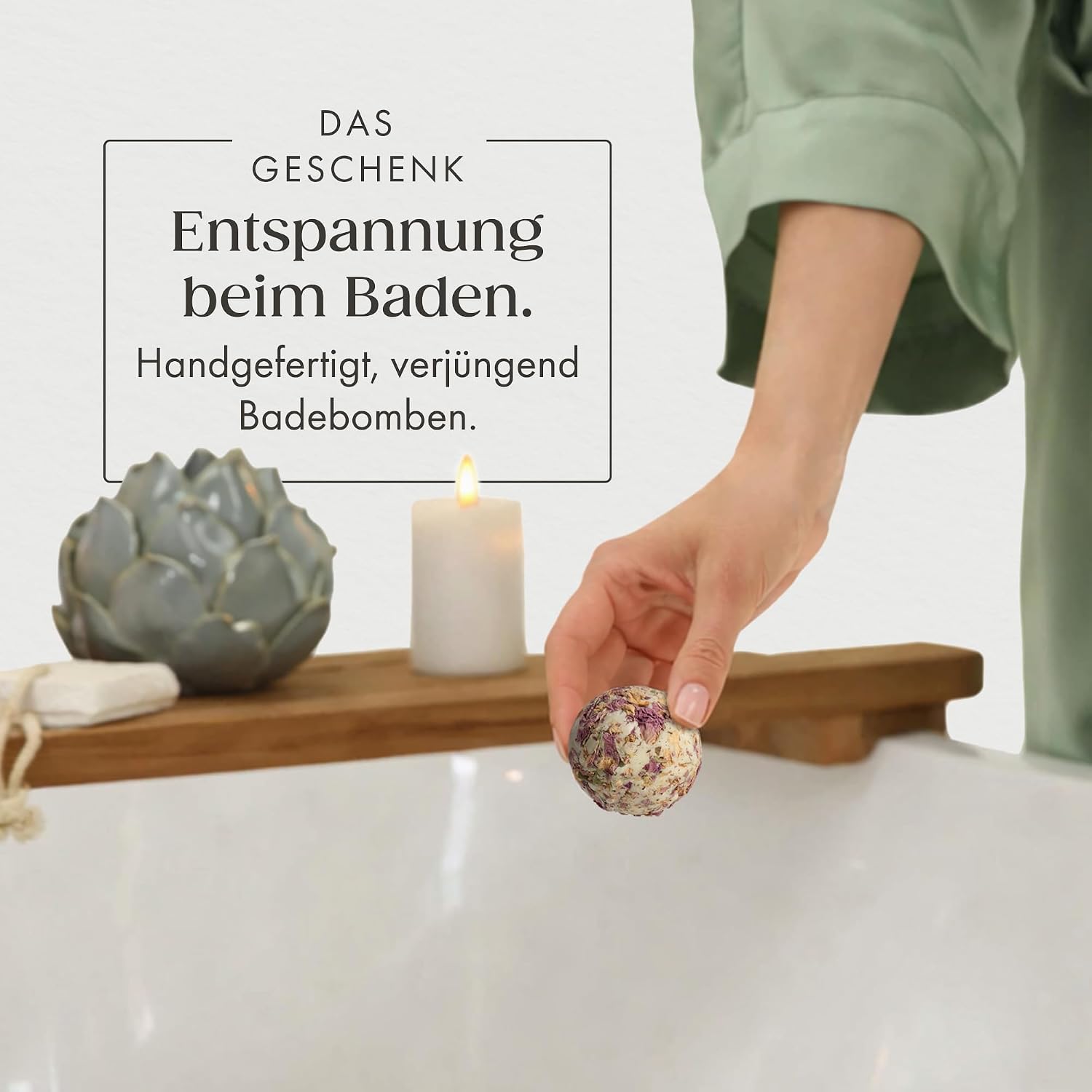 Satin Naturel 4 Luxuriöse Bio Badebomben, Wellness Geschenkset – Bild 3