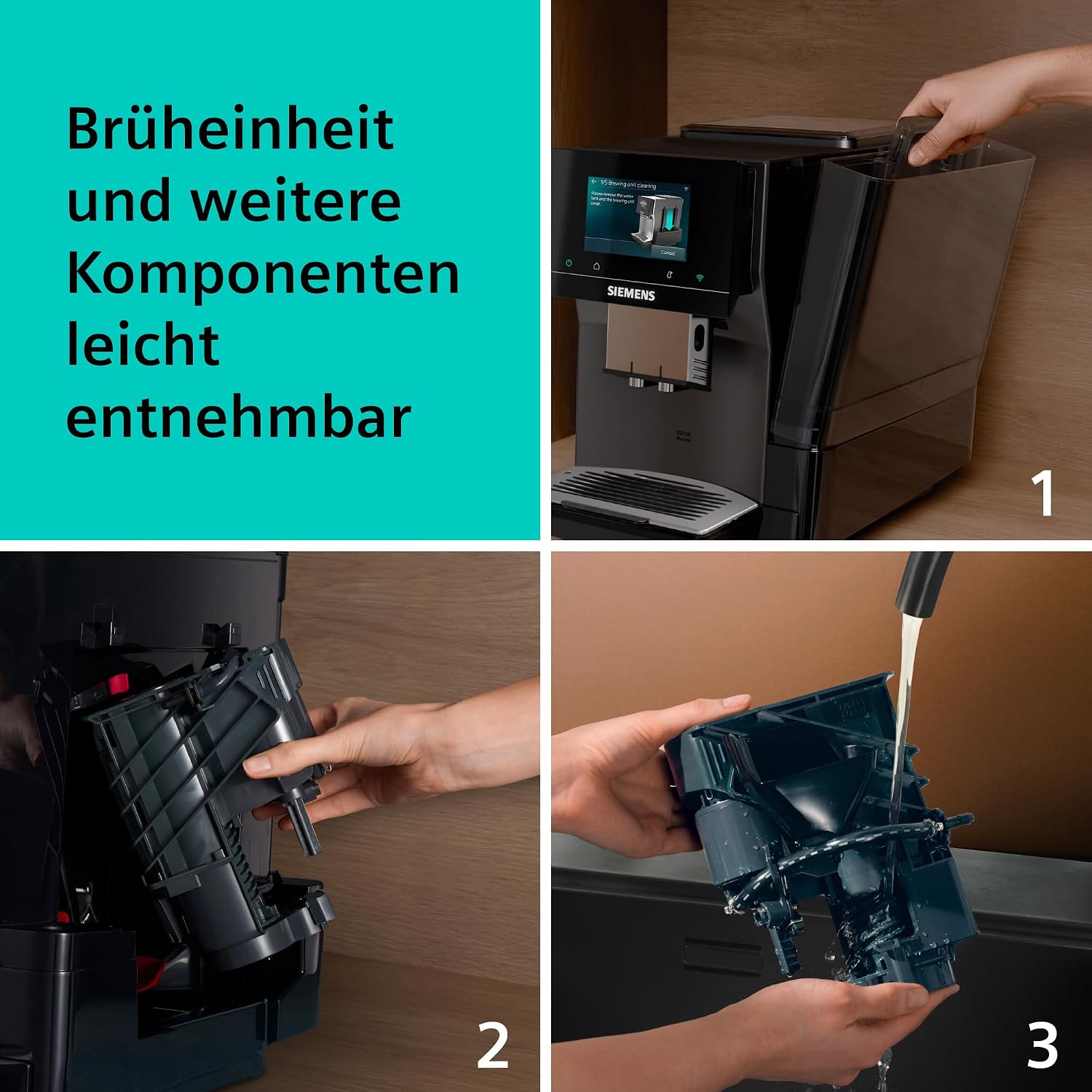 Siemens Kaffeevollautomat EQ700i Aroma, TP725E01, Grau, >40 Getränke – Bild 9