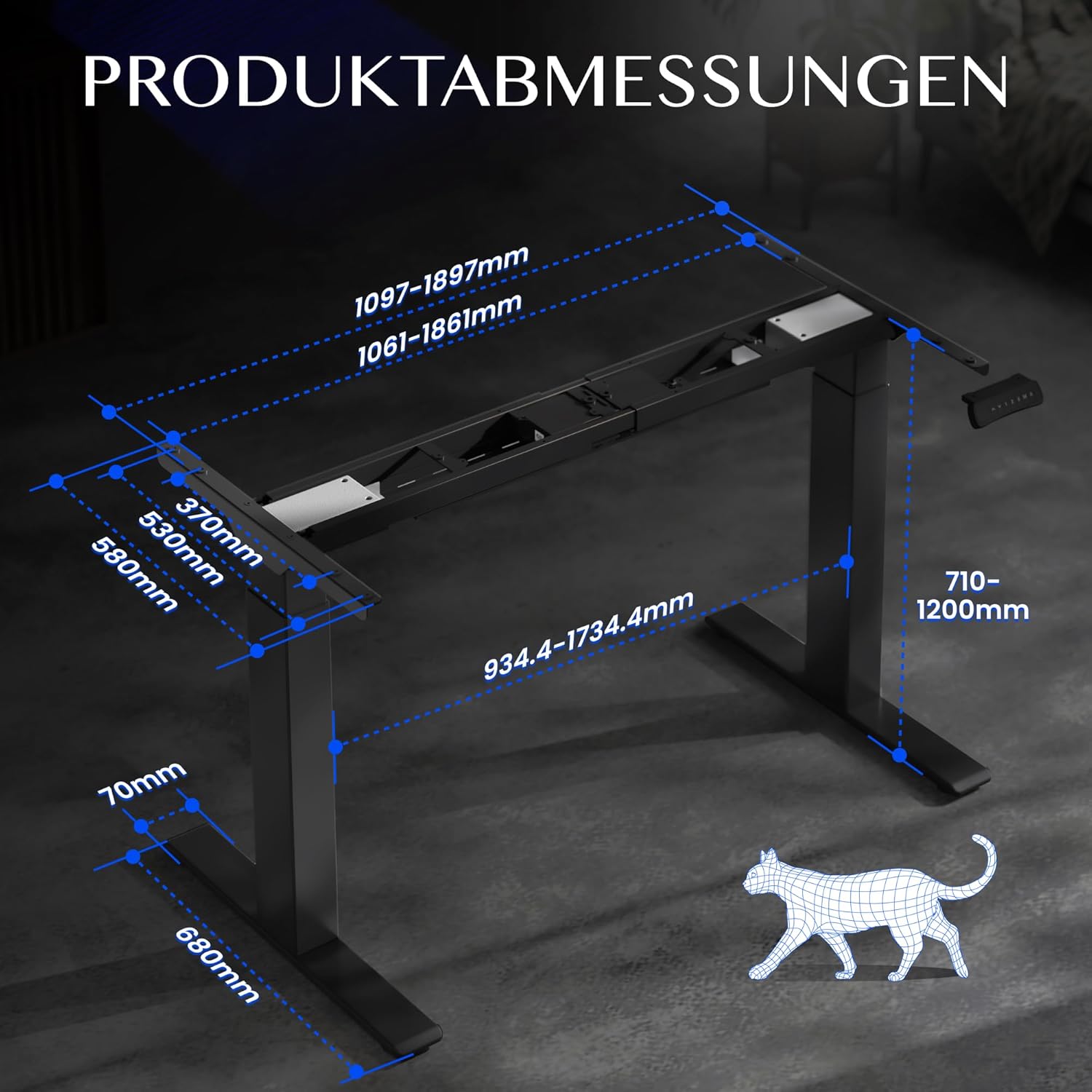FLEXISPOT Höhenverstellbarer Schreibtisch Gestell E300, Schwarz – Bild 3