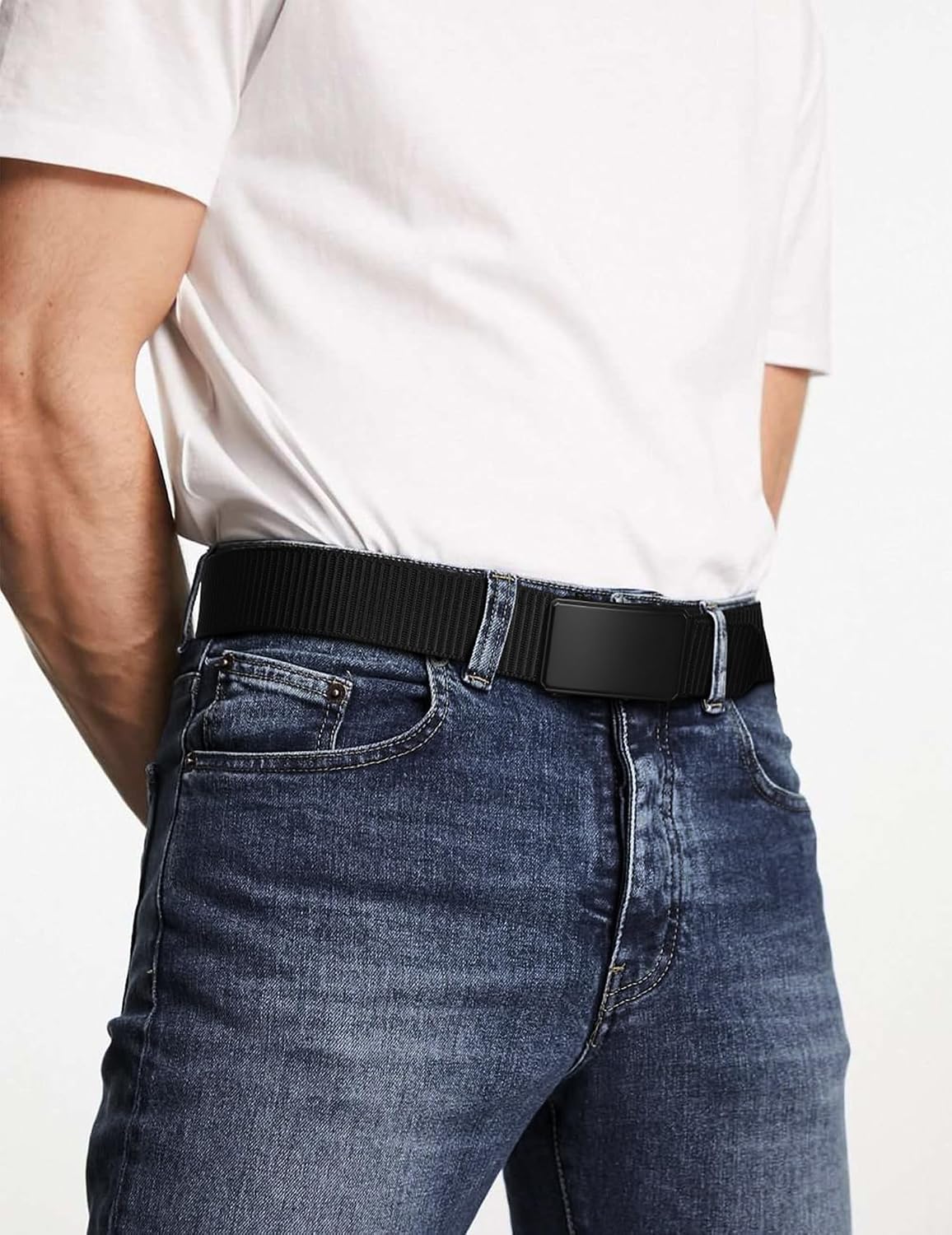 JUKMO Automatik Gürtel Herren, 3,8cm Nylon Ratsche Freizeit für Jeans – Bild 6