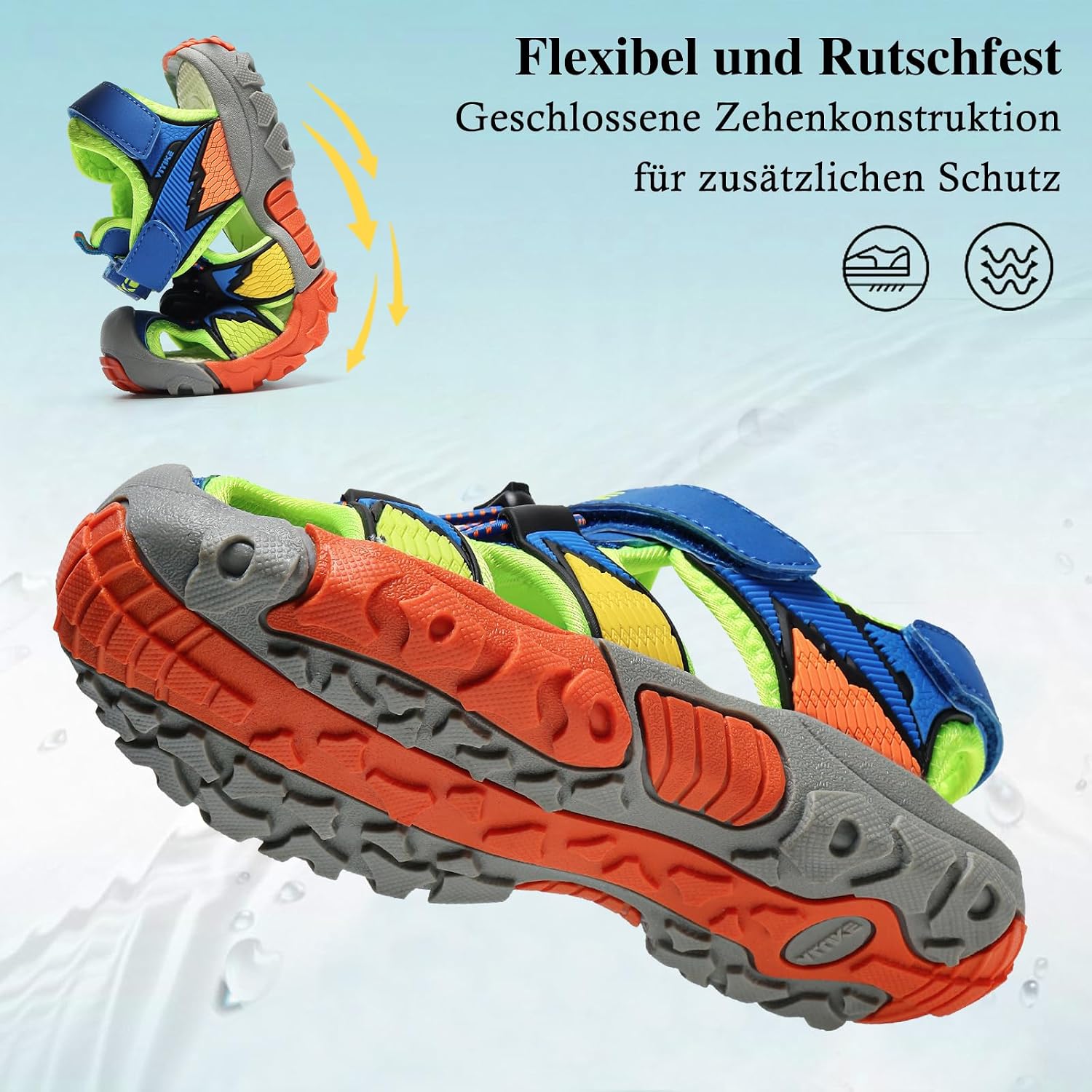 JMFCHI Kinder Sandalen Jungen Mädchen Geschlossene Trekkingsandalen – Bild 6