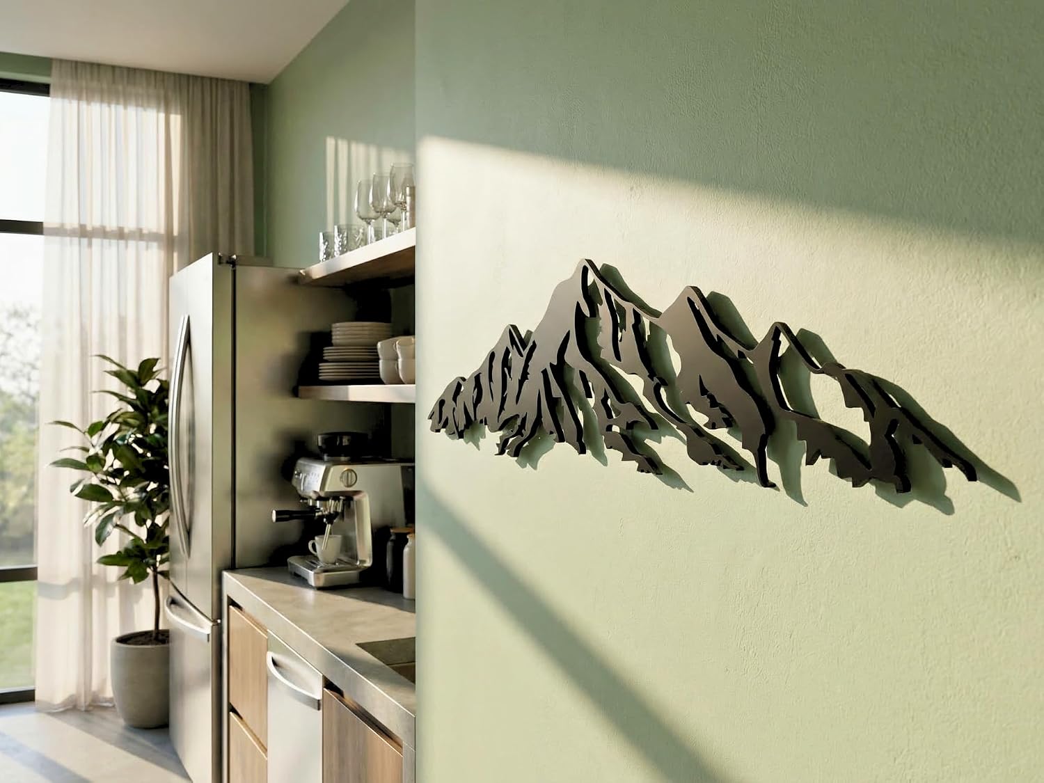 VAILLA Wand Deko Berge Holz 3D – Wandbild Schlafzimmer Wohnzimmer Büro Flur – Bild 2