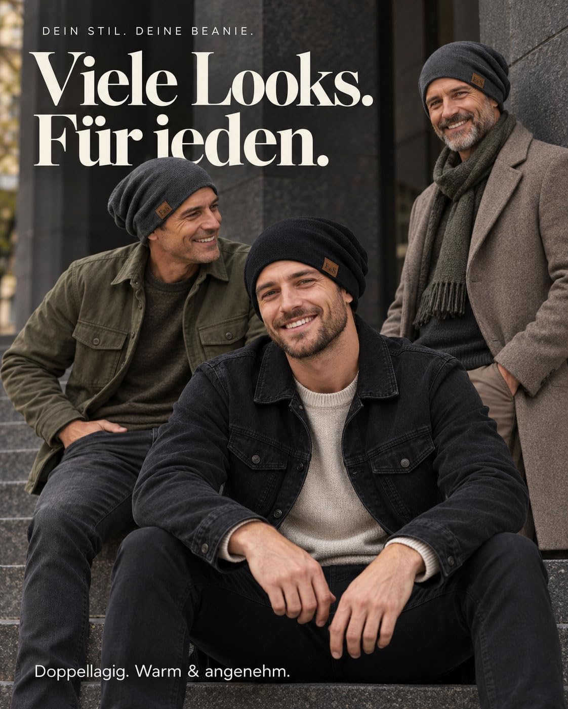 Beanie Herren Mütze Herren Haube für den Alltag Radfahren – Bild 3