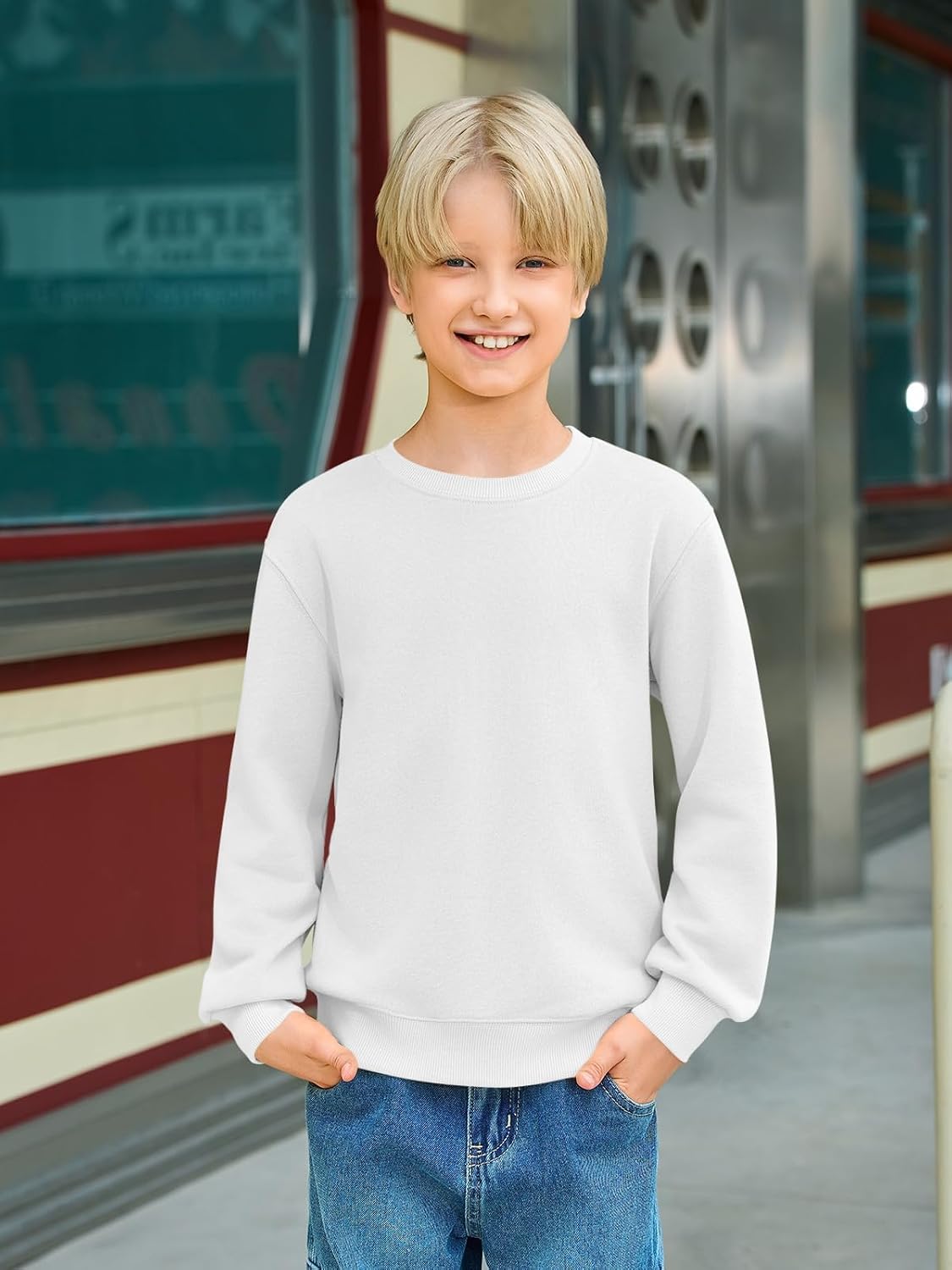 Haloumoning Jungen Sweatshirt Rundhals Langarm – Bild 2